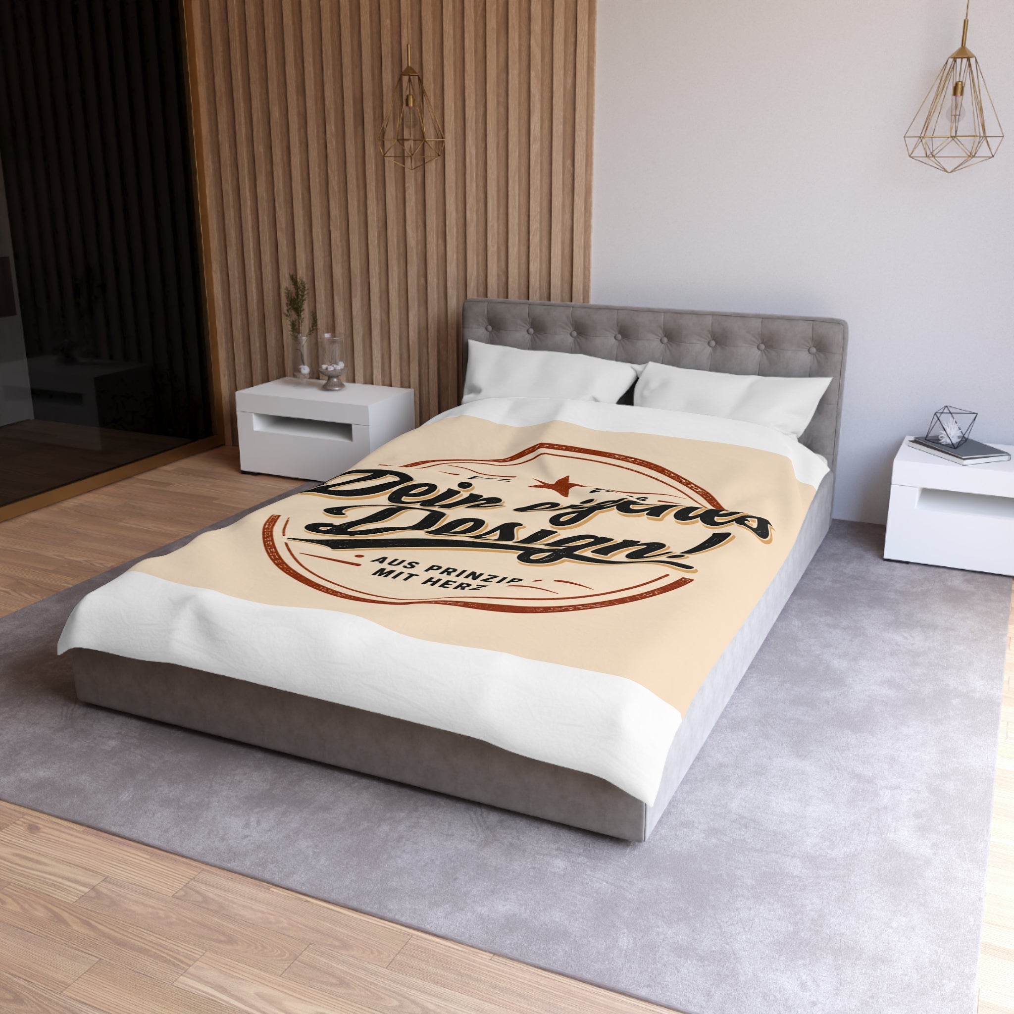 Custom Vintage Badge Duvet Cover — "Dein eigenes Design!" Microfiber Bedding
