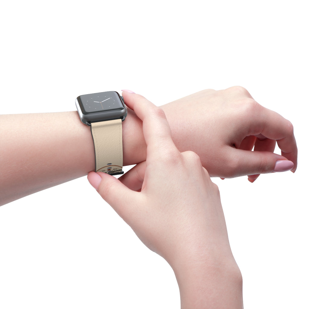 Vintage Stamp Leather Watch Band — Custom 'Dein eigenes Design' Accent