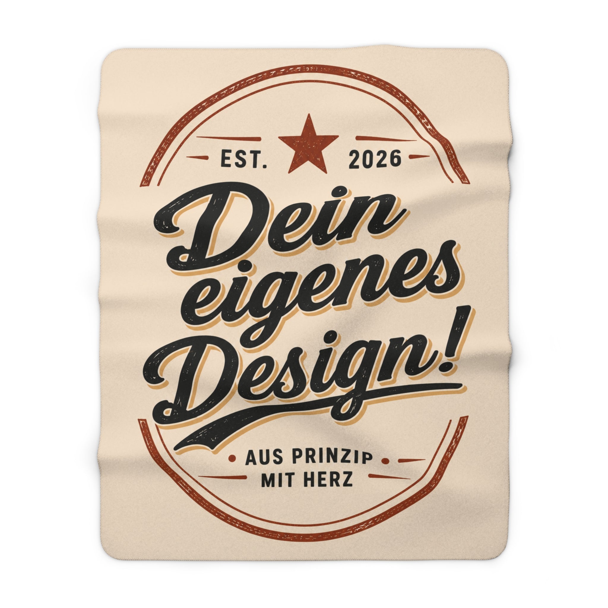 Sherpa Fleece Blanket – "Dein eigenes Design!" Retro Badge Cozy Throw