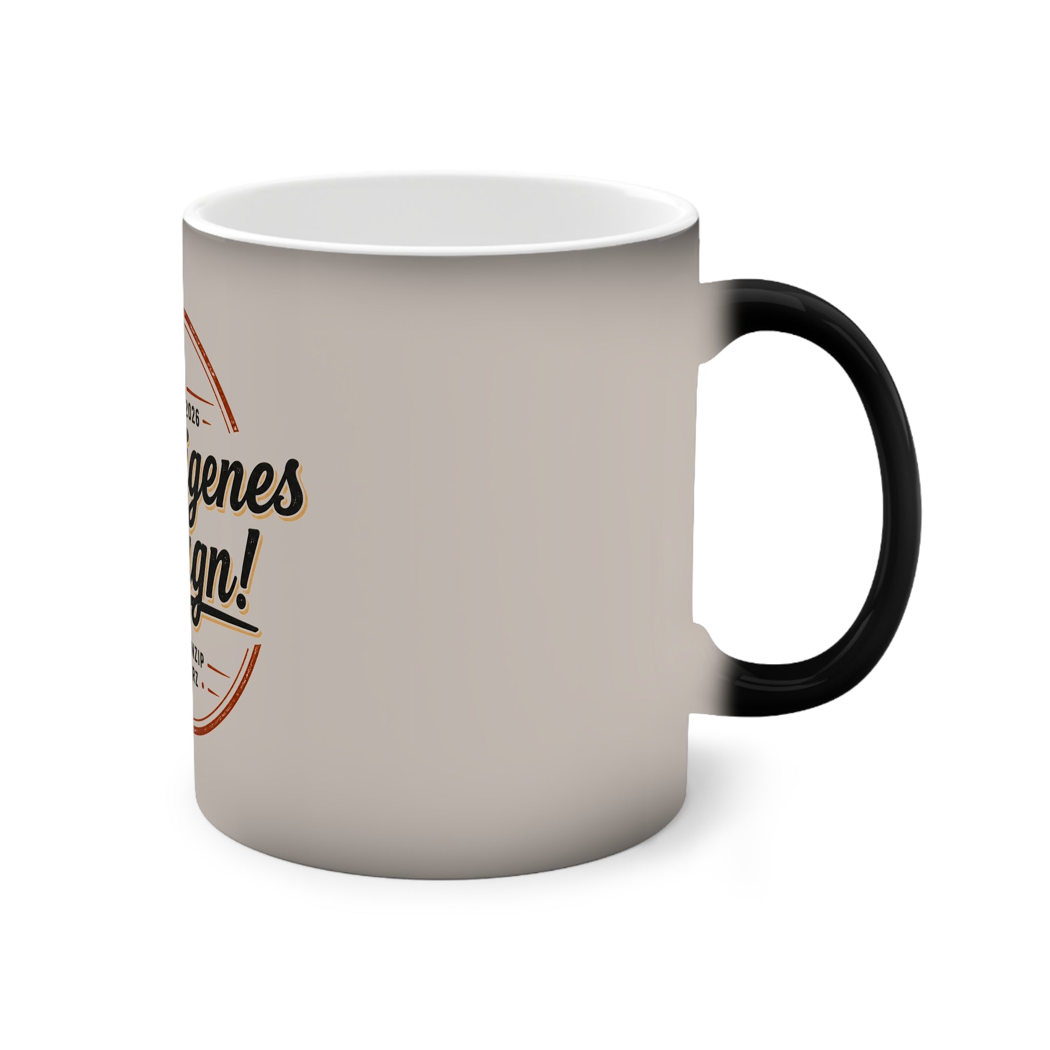 Color-Changing Mug - 'Dein eigenes Design!' Retro Badge Thermal Coffee Cup