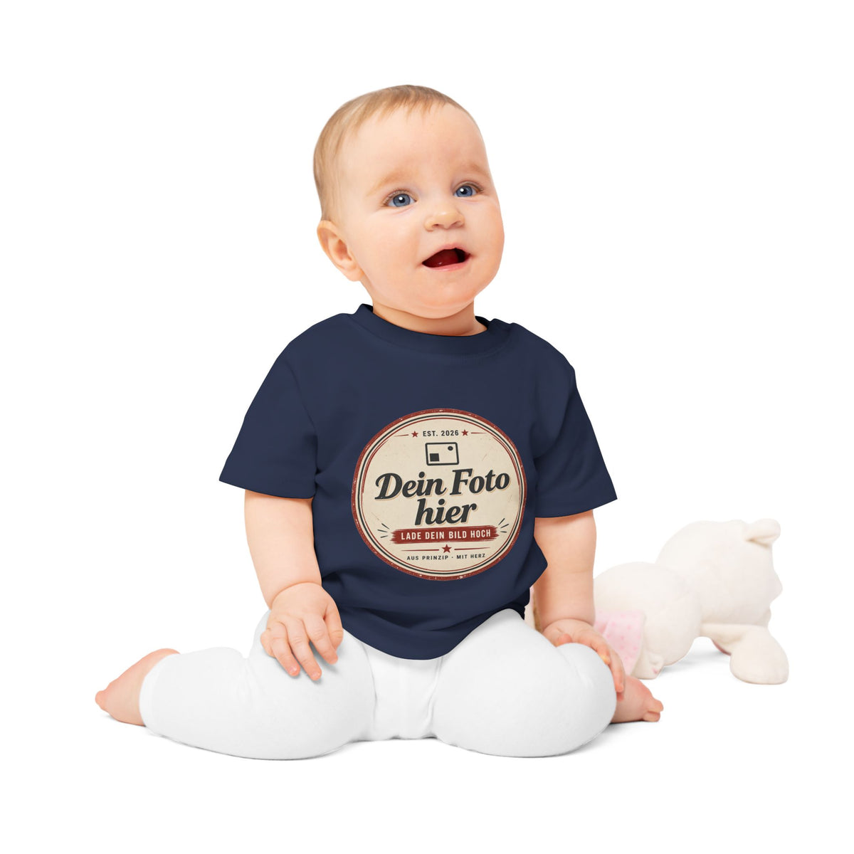 Baby T-Shirt personalisiert mit eigenem Design – Babykleidung 0–3 Jahre bedrucken