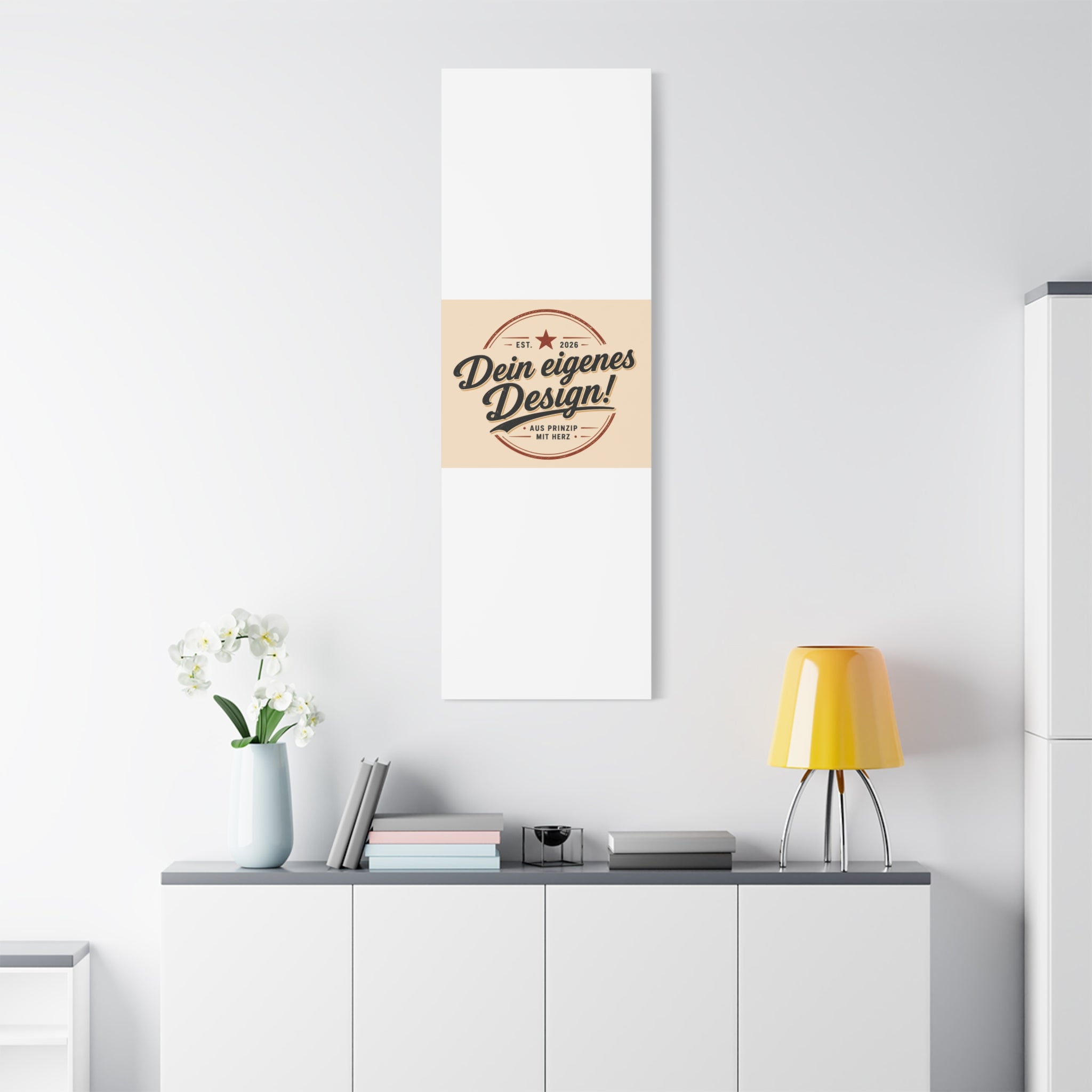 Matte Stretched Canvas - "Dein eigenes Design!" Vintage Badge Wall Art