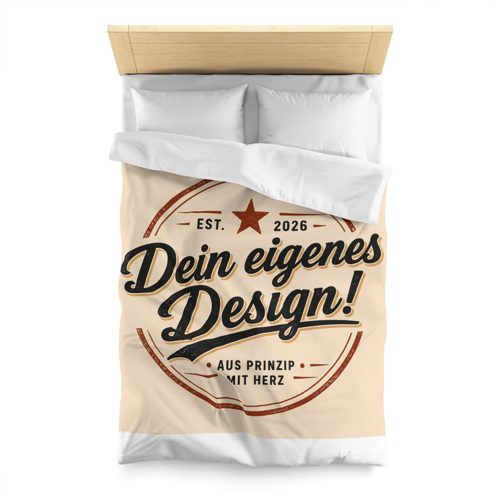 Custom Vintage Badge Duvet Cover — "Dein eigenes Design!" Microfiber Bedding