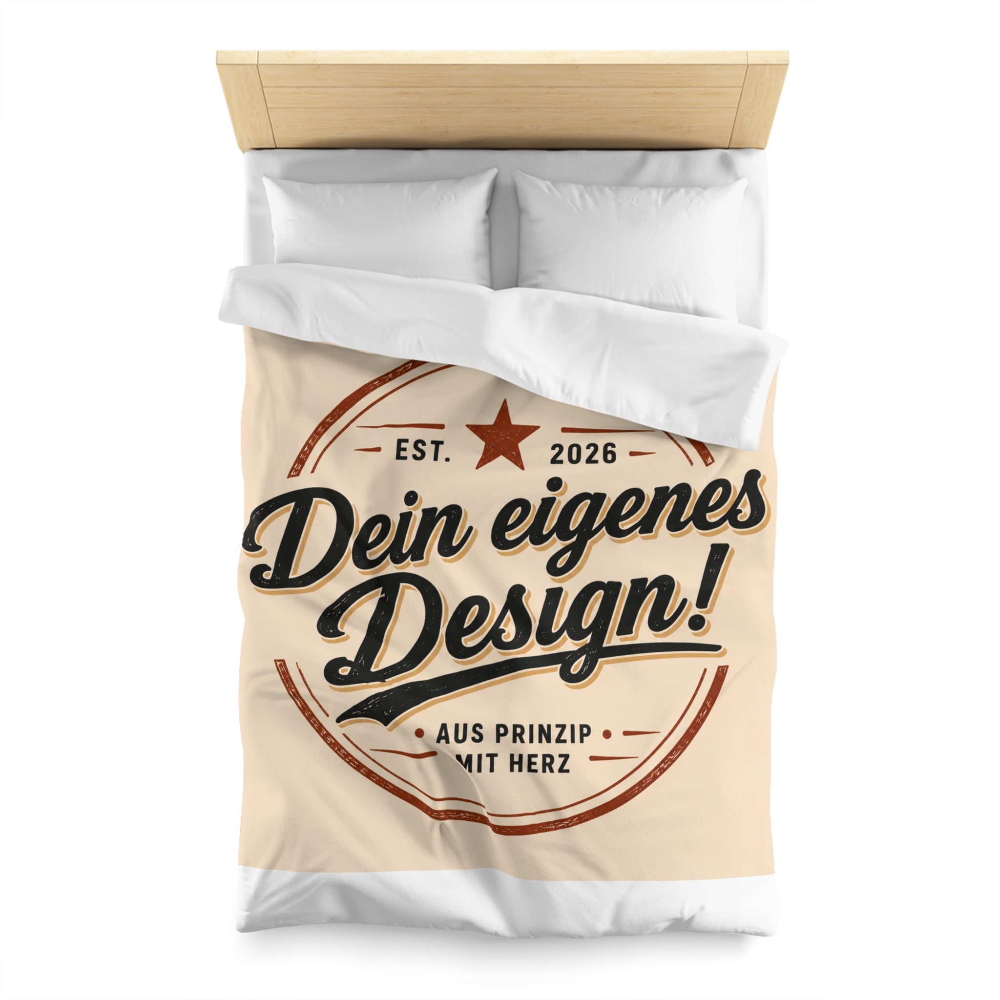 Custom Vintage Badge Duvet Cover — "Dein eigenes Design!" Microfiber Bedding
