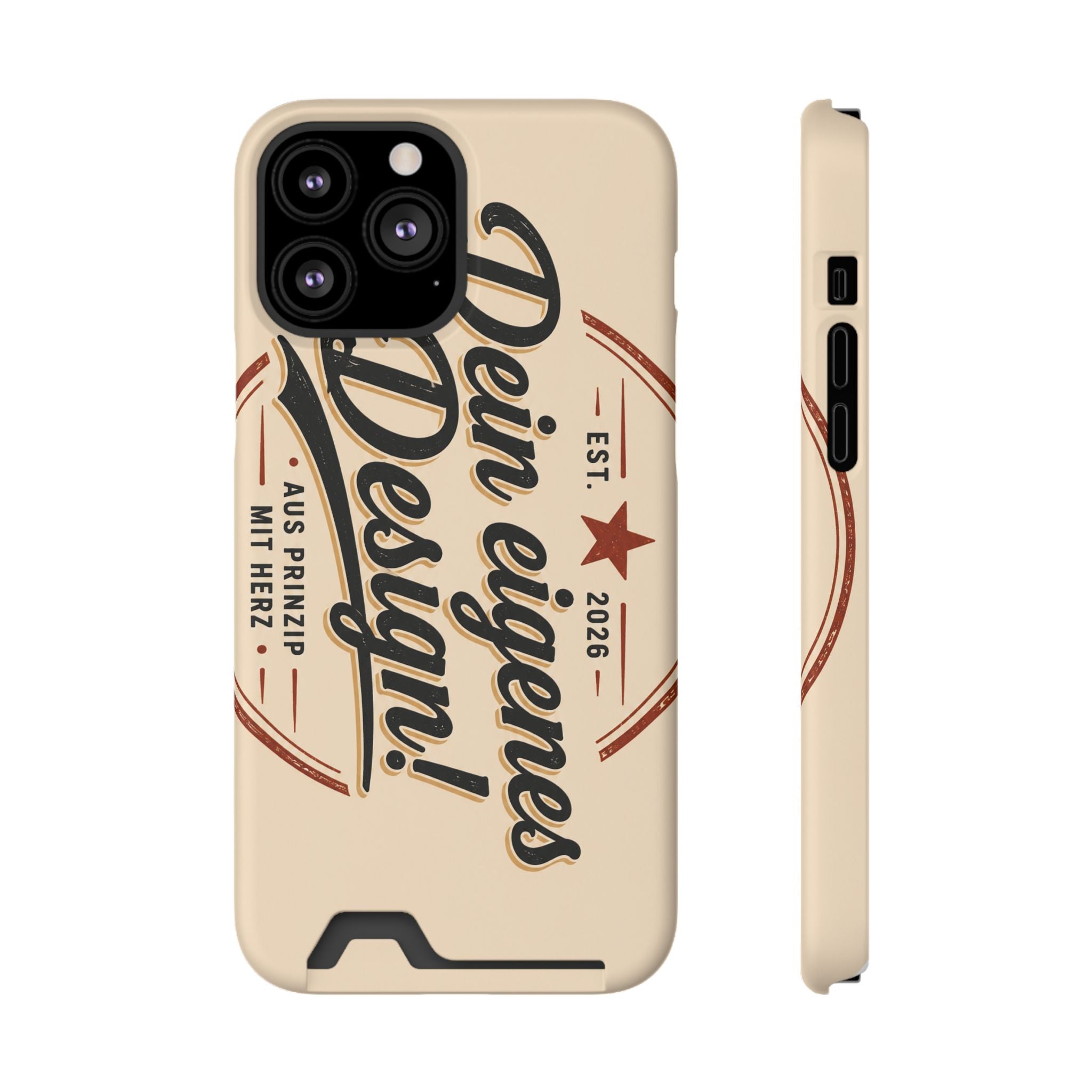 Retro Script Phone Case with Card Holder — "Dein eigenes Design!"