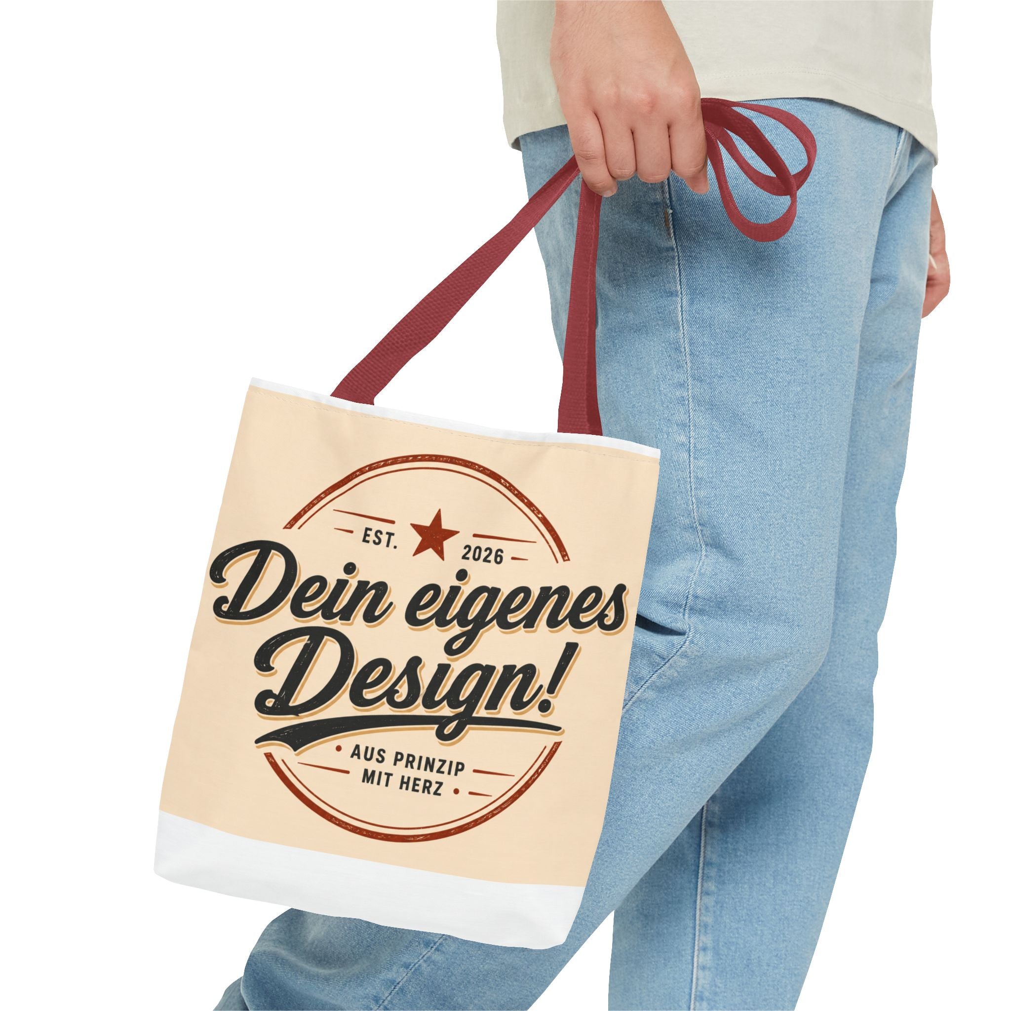 Custom Design Tote Bag — "Dein eigenes Design!" Vintage Emblem Canvas Shopper