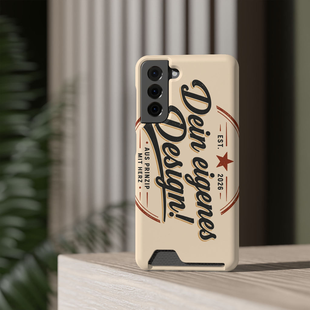 Retro Script Phone Case with Card Holder — "Dein eigenes Design!"