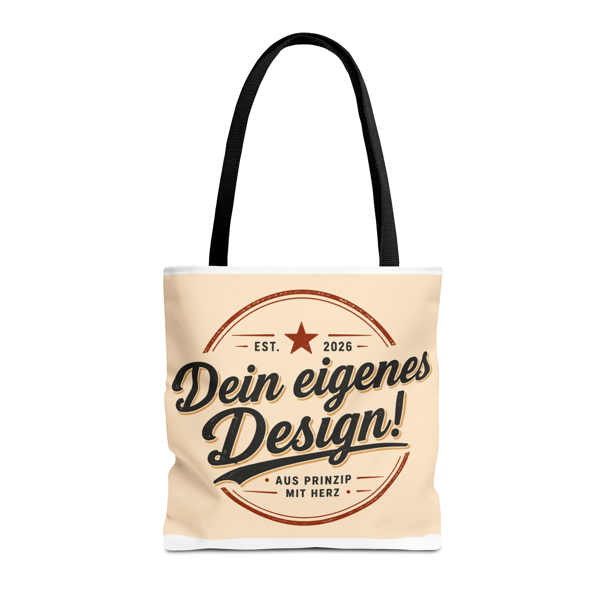 Custom Design Tote Bag — "Dein eigenes Design!" Vintage Emblem Canvas Shopper