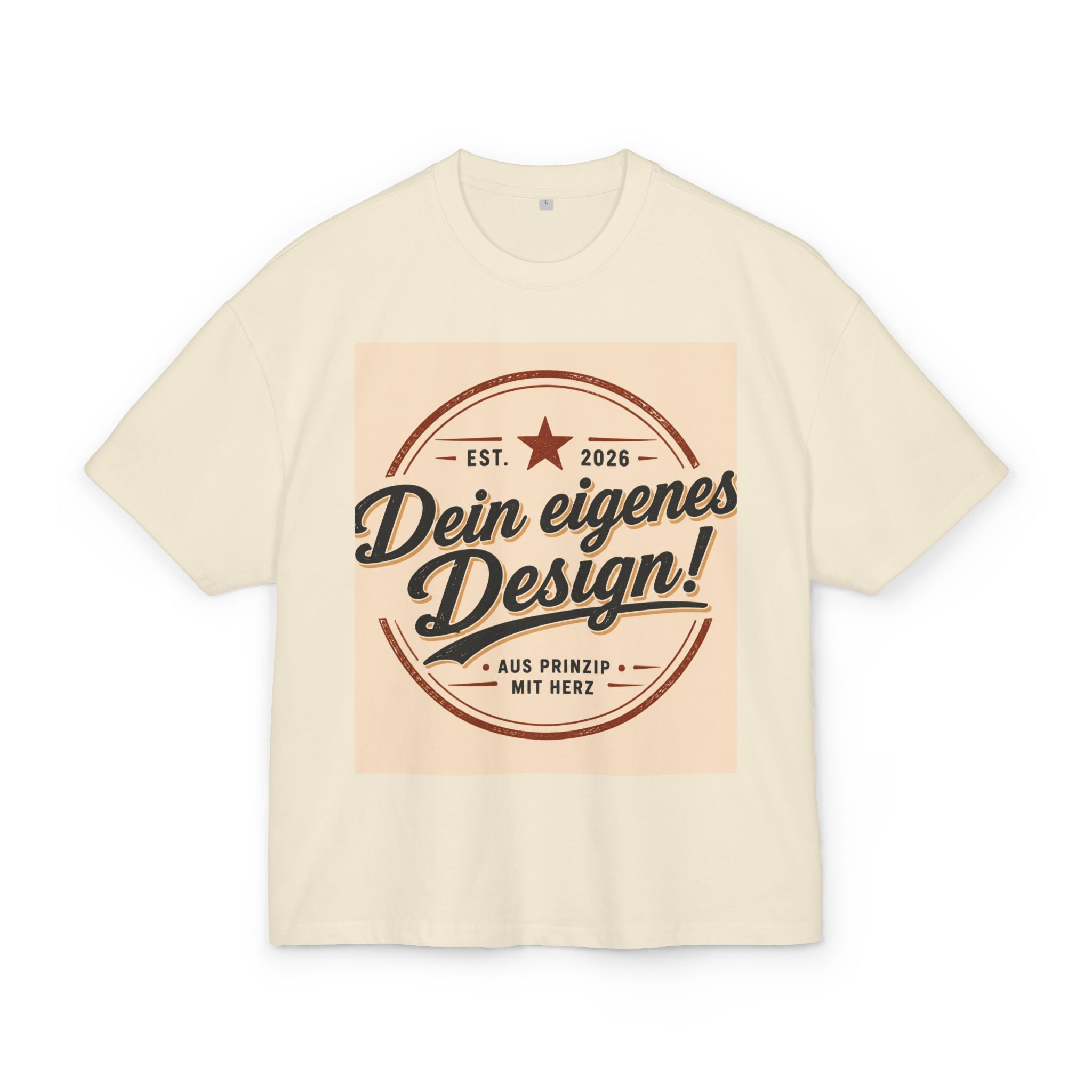 Vintage Badge T-Shirt — "Dein eigenes Design!" Retro Logo Tee