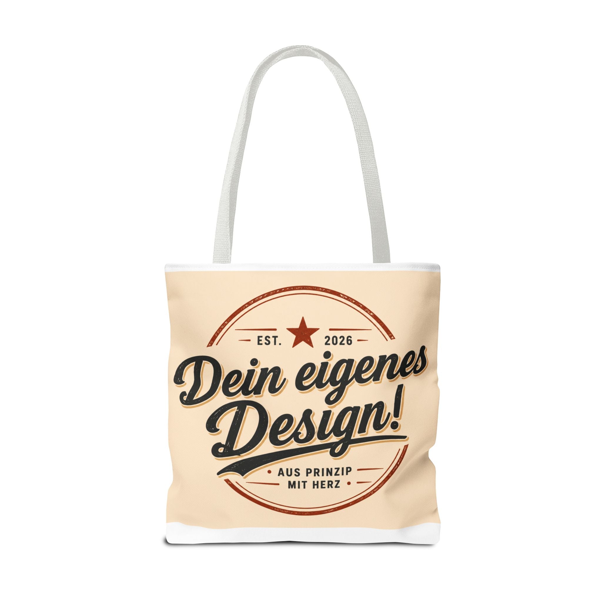 Custom Design Tote Bag — "Dein eigenes Design!" Vintage Emblem Canvas Shopper