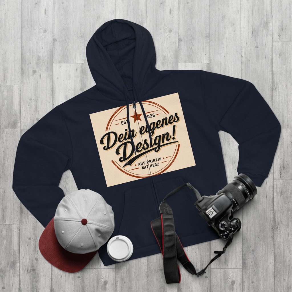 Vintage Badge Zip Hoodie – "Dein eigenes Design!" Graphic