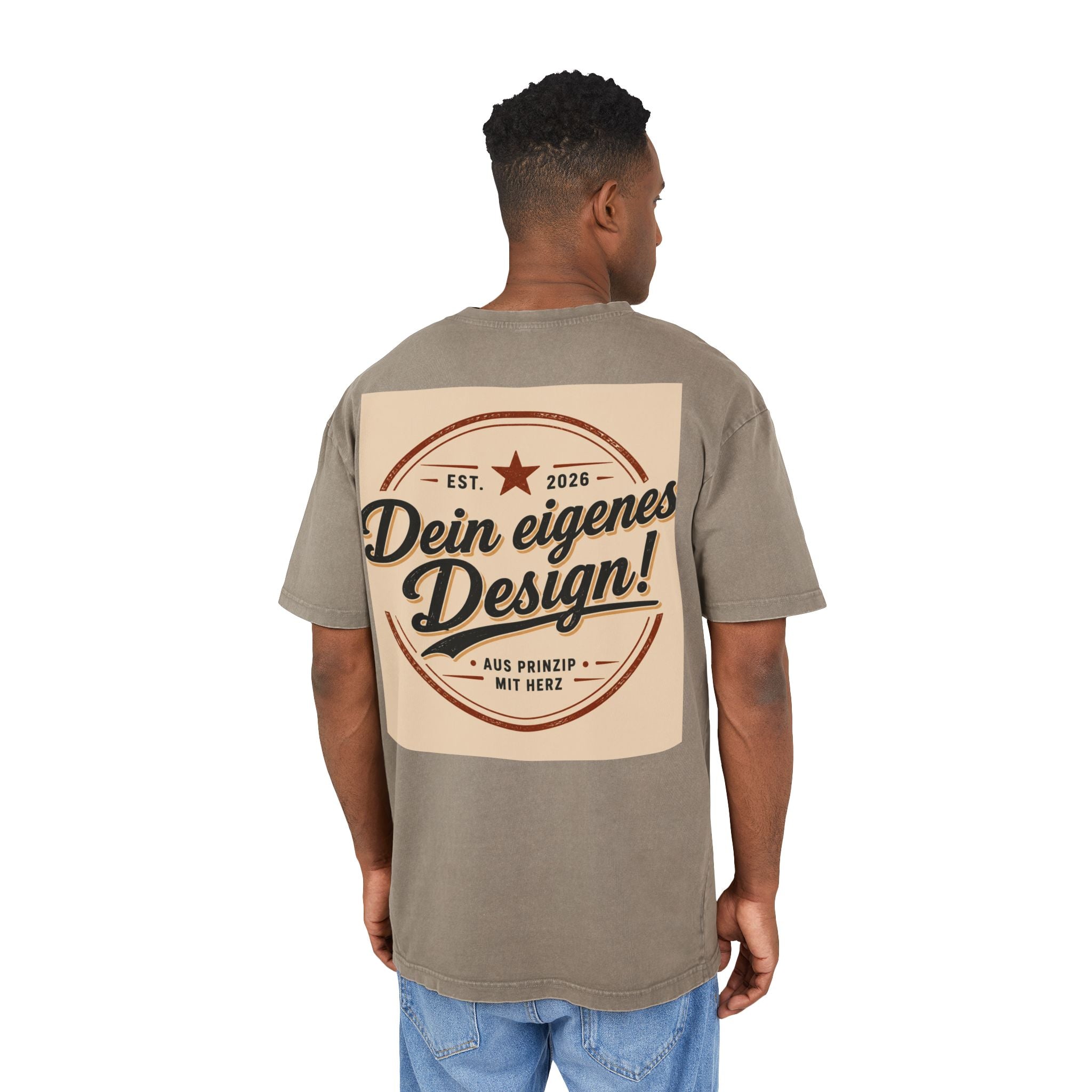 Vintage Logo Tee — "Dein eigenes Design!" Acid Wash Oversized Shirt