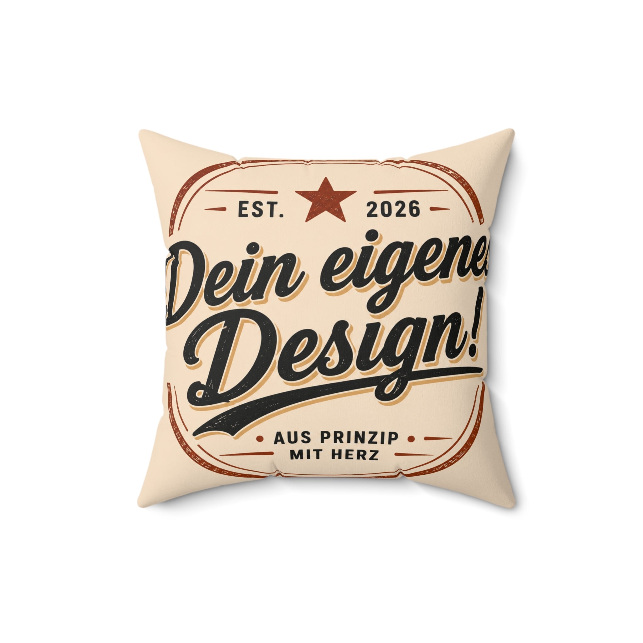 Vintage Script Decorative Pillow — "Dein eigenes Design!" Square Throw Pillow