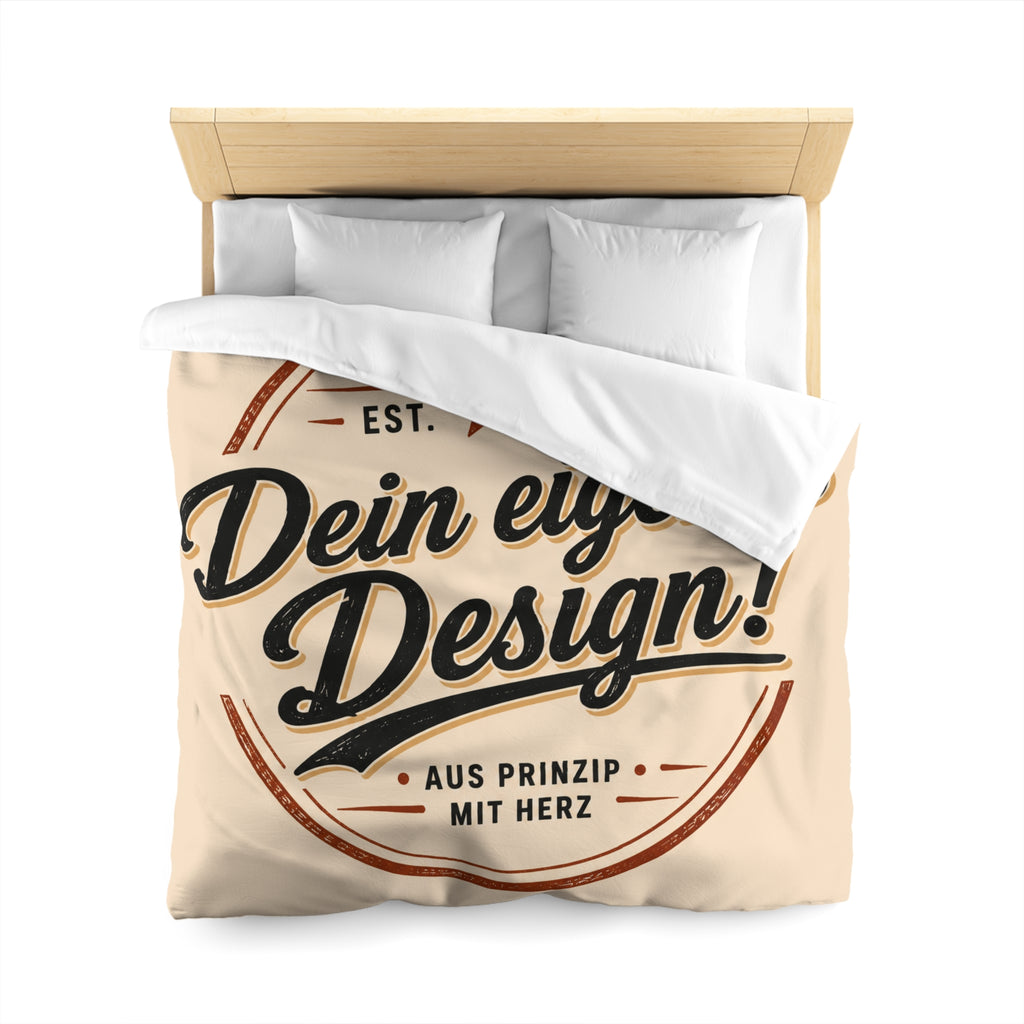 Custom Vintage Badge Duvet Cover — "Dein eigenes Design!" Microfiber Bedding
