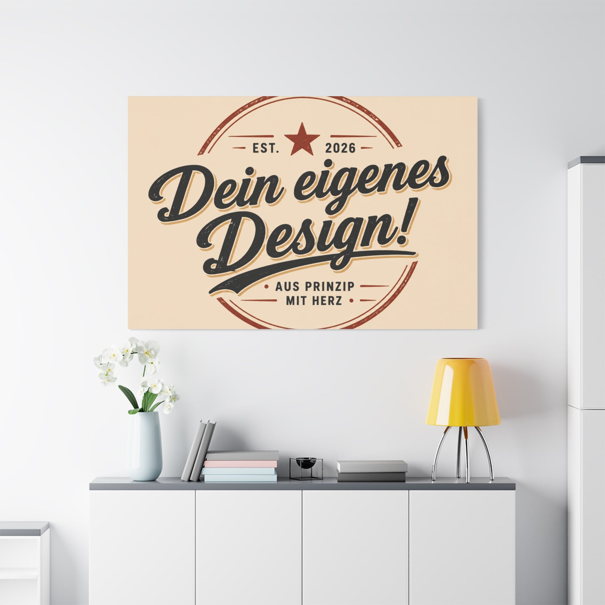 Matte Stretched Canvas - "Dein eigenes Design!" Vintage Badge Wall Art