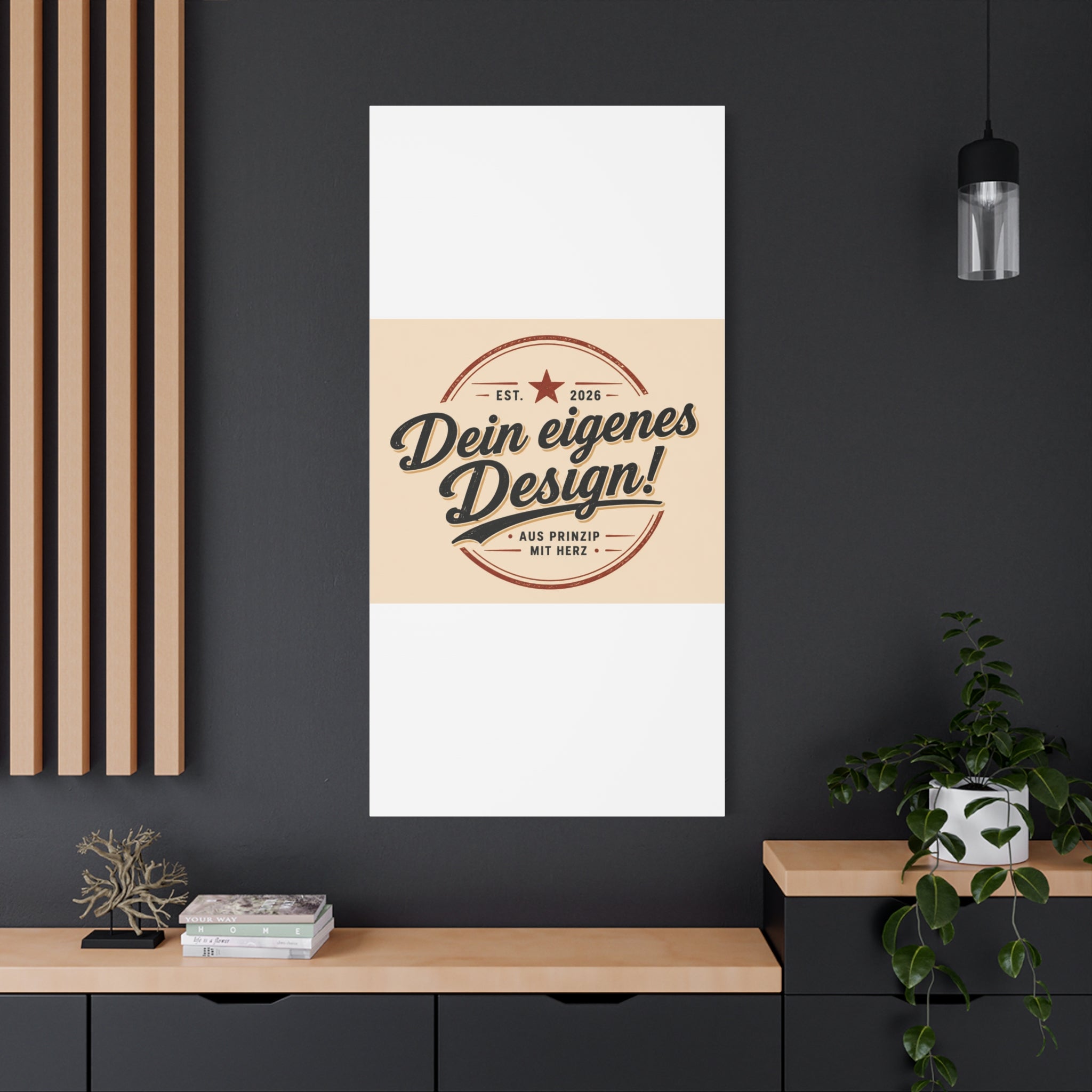 Matte Stretched Canvas - "Dein eigenes Design!" Vintage Badge Wall Art