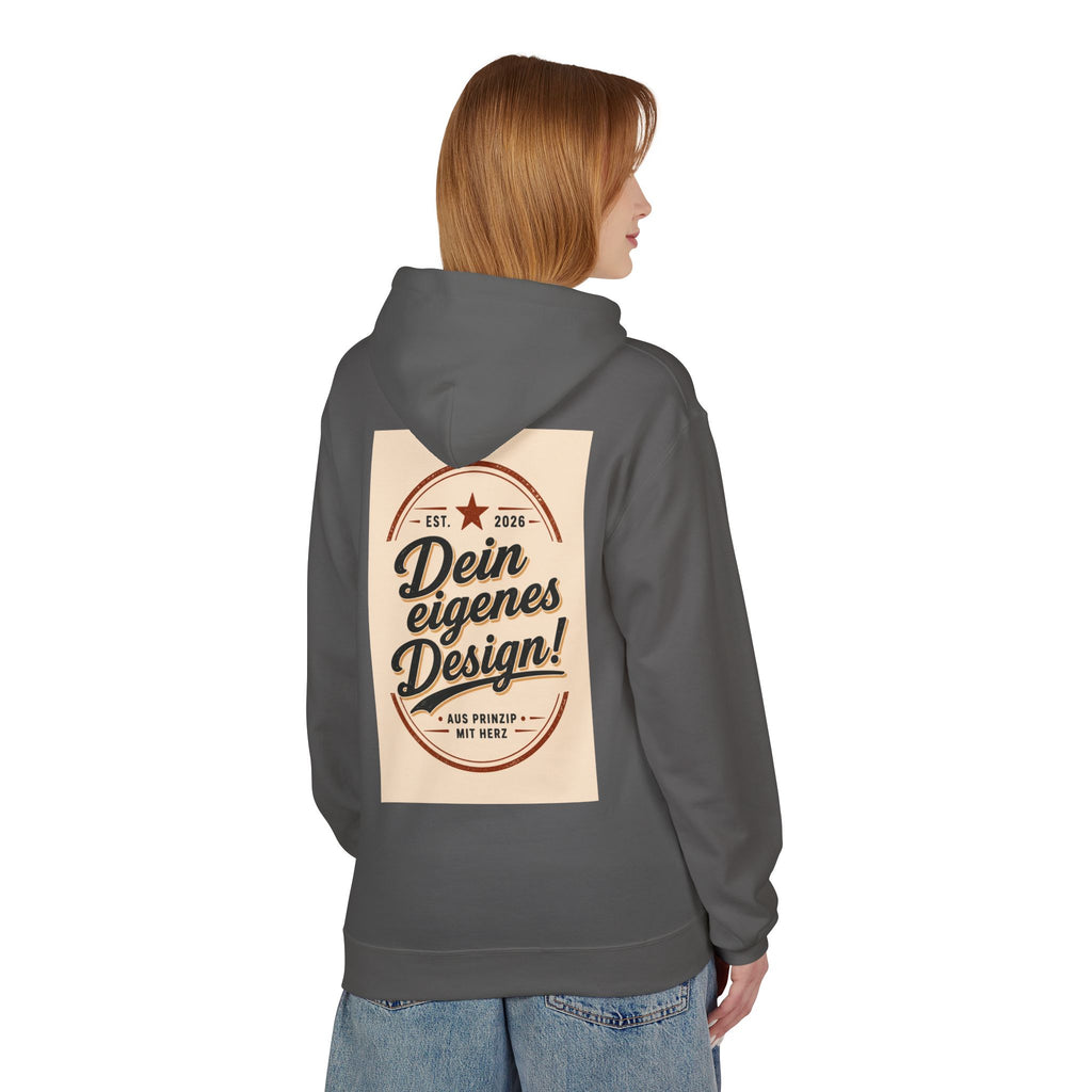 Hoodie — Custom Vintage Badge Design (Dein eigenes Design!)