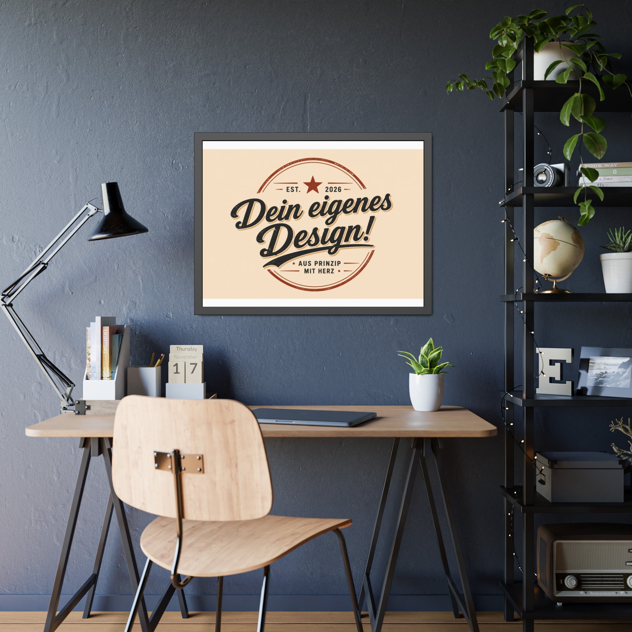 Framed Poster — Custom 'Dein eigenes Design!' Wall Art (Vintage Badge)