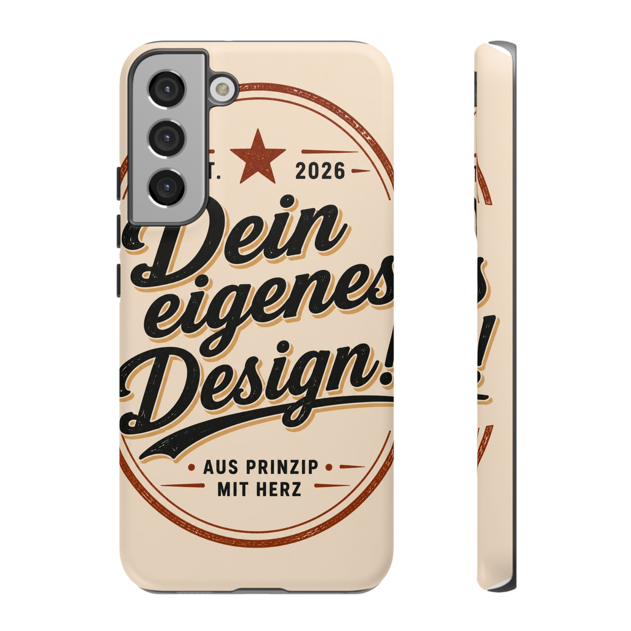 Custom Tough Phone Case — "Dein eigenes Design" Vintage Script Tough Case