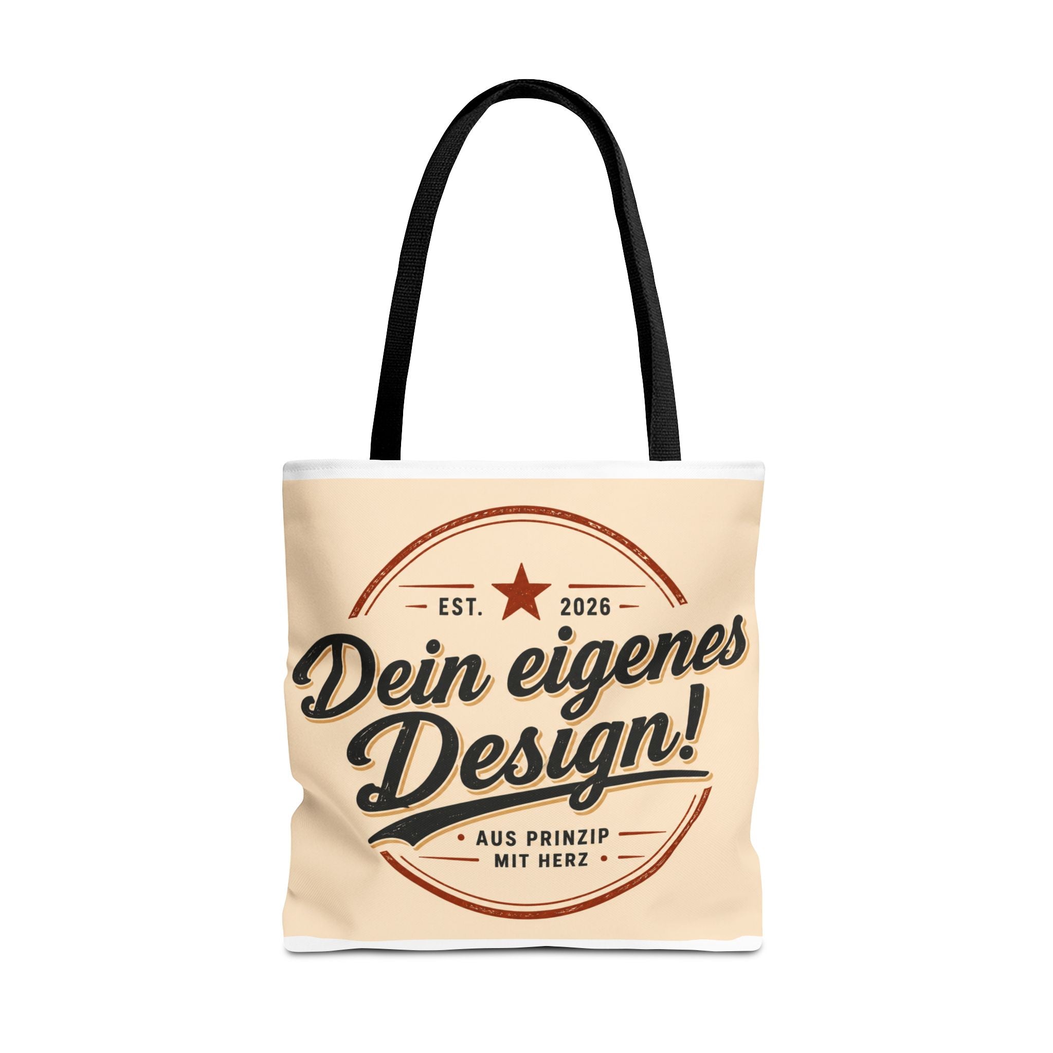 Custom Design Tote Bag — "Dein eigenes Design!" Vintage Emblem Canvas Shopper