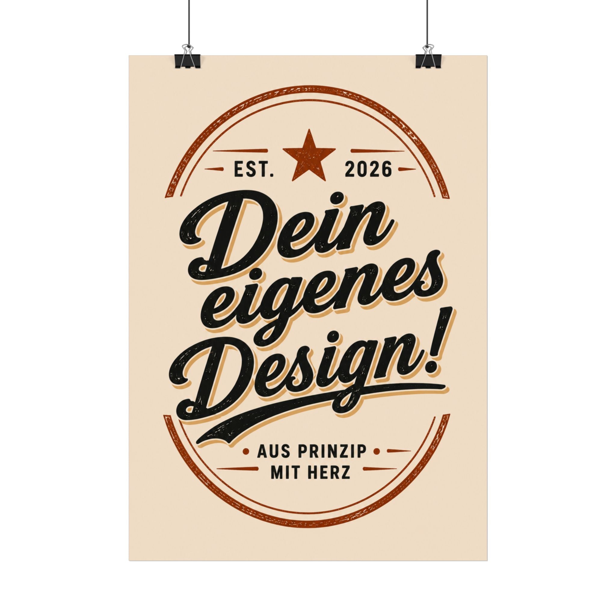 Poster - 'Dein eigenes Design!': Vintage Badge Typography Wall Art