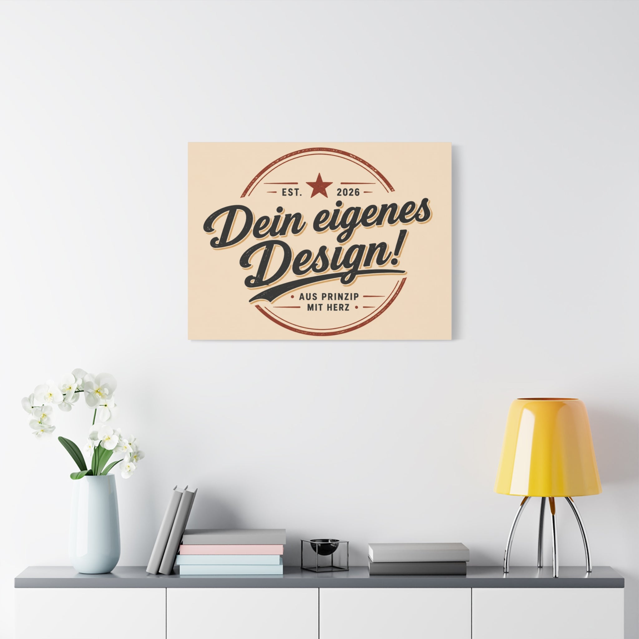 Matte Stretched Canvas - "Dein eigenes Design!" Vintage Badge Wall Art