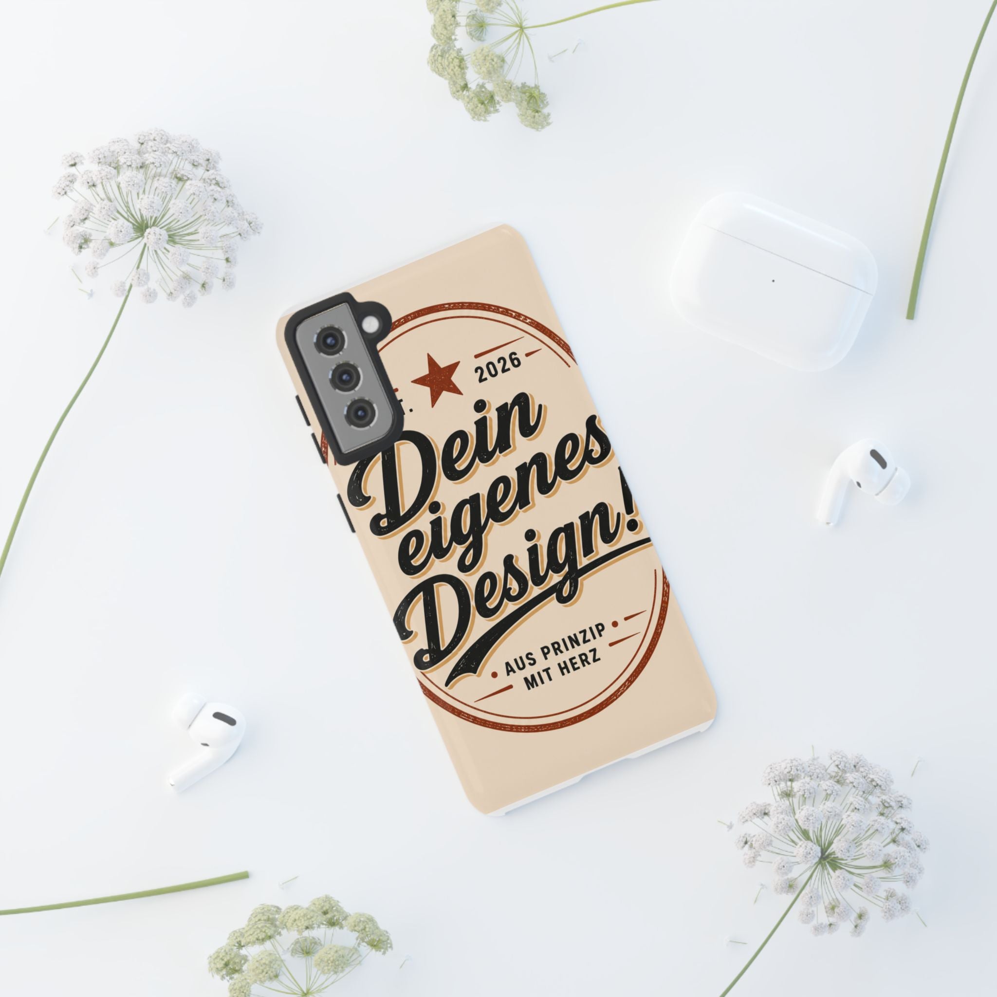 Custom Tough Phone Case — "Dein eigenes Design" Vintage Script Tough Case