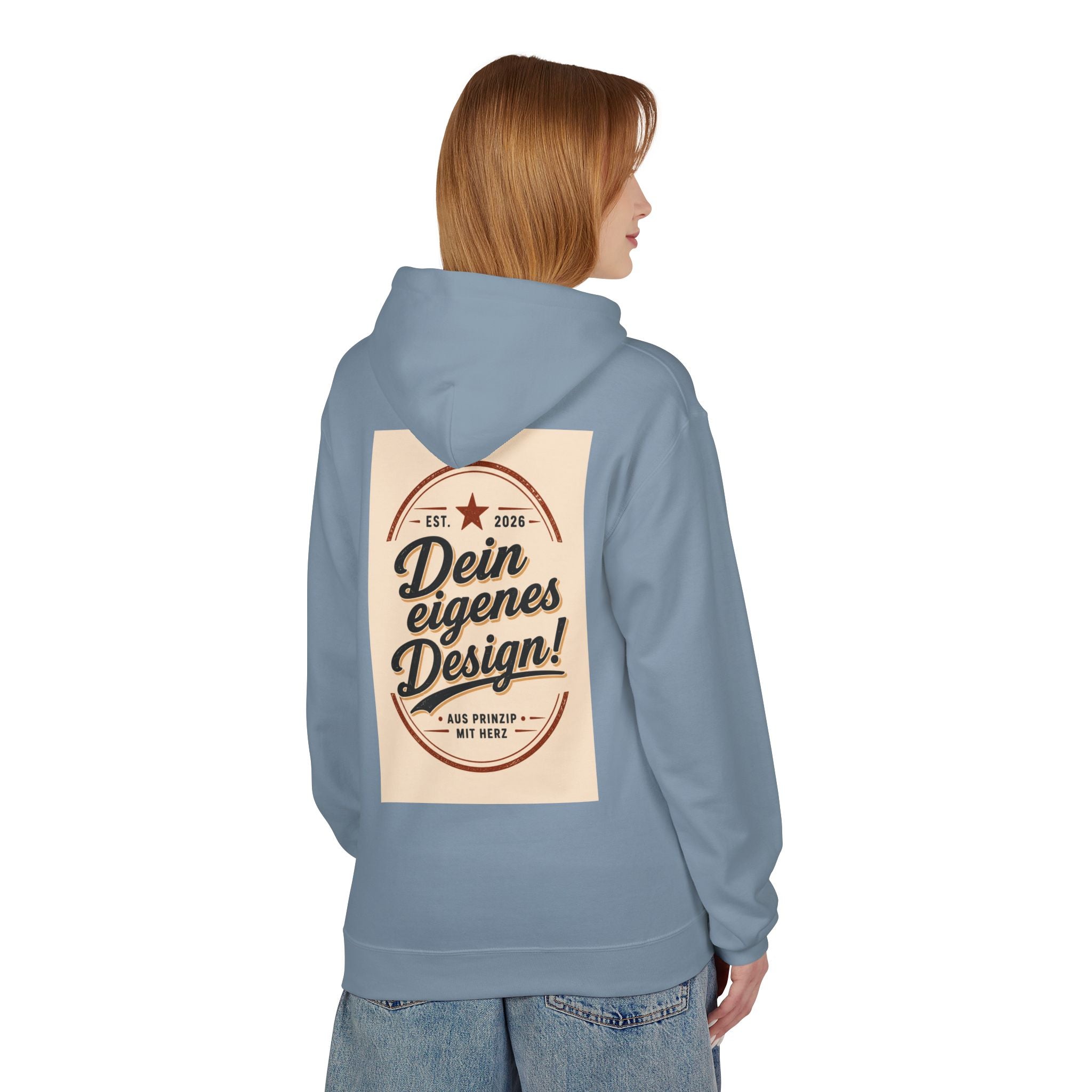 Hoodie — Custom Vintage Badge Design (Dein eigenes Design!)
