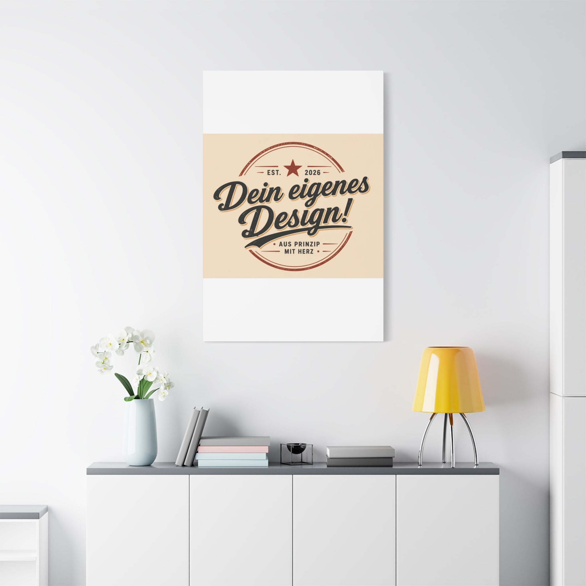 Matte Stretched Canvas - "Dein eigenes Design!" Vintage Badge Wall Art