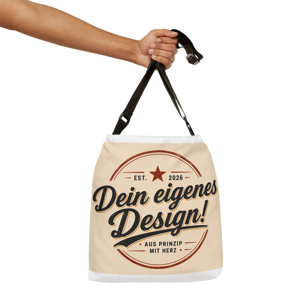 Adjustable Tote Bag — "Dein eigenes Design!" Vintage Custom Canvas Shoulder Tote