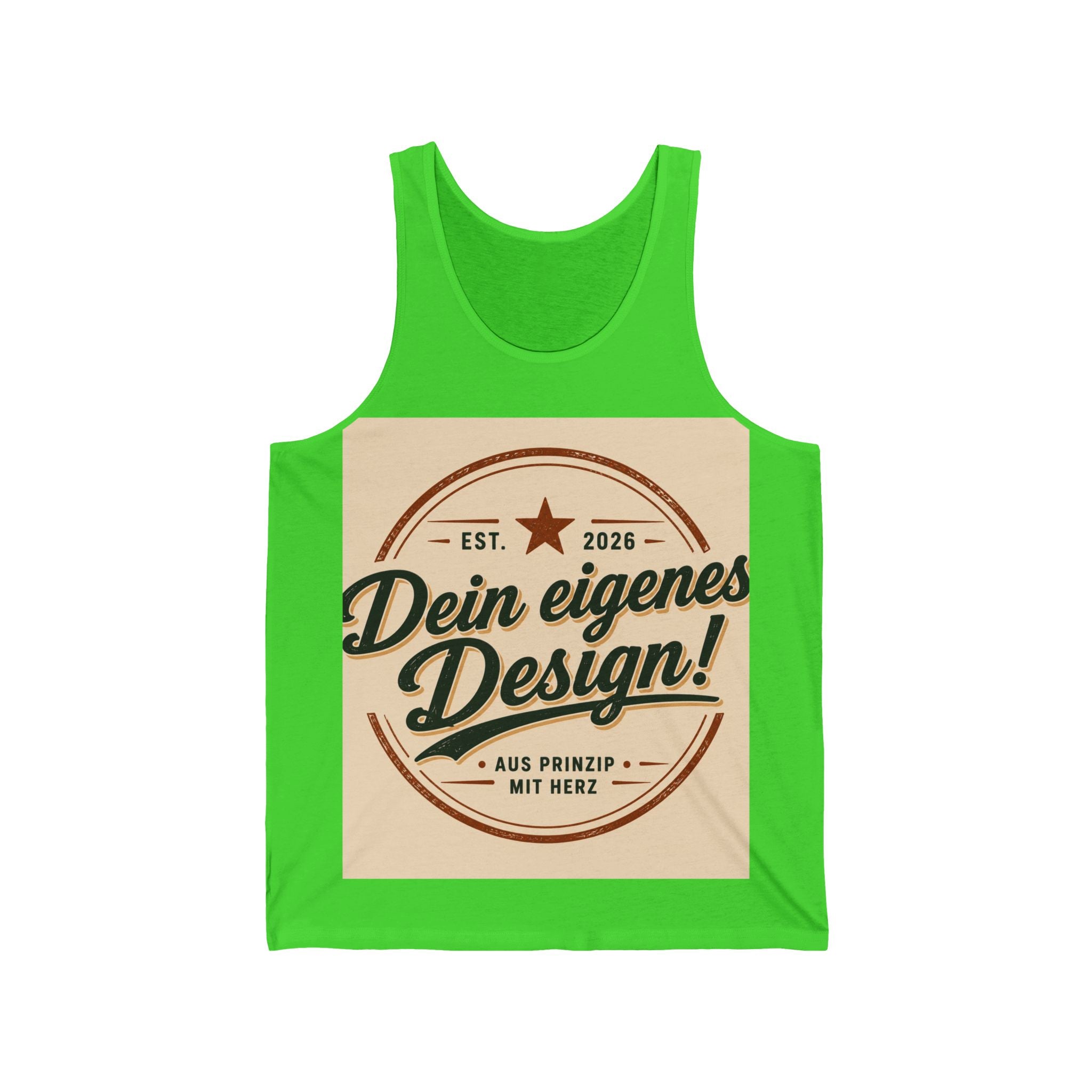 Retro Badge Tank Top — "Dein eigenes Design!" Custom German Vintage Logo Tank