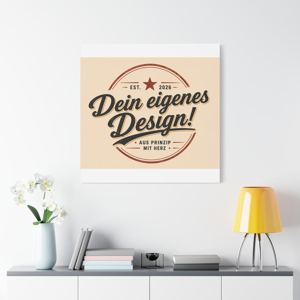Matte Stretched Canvas - "Dein eigenes Design!" Vintage Badge Wall Art