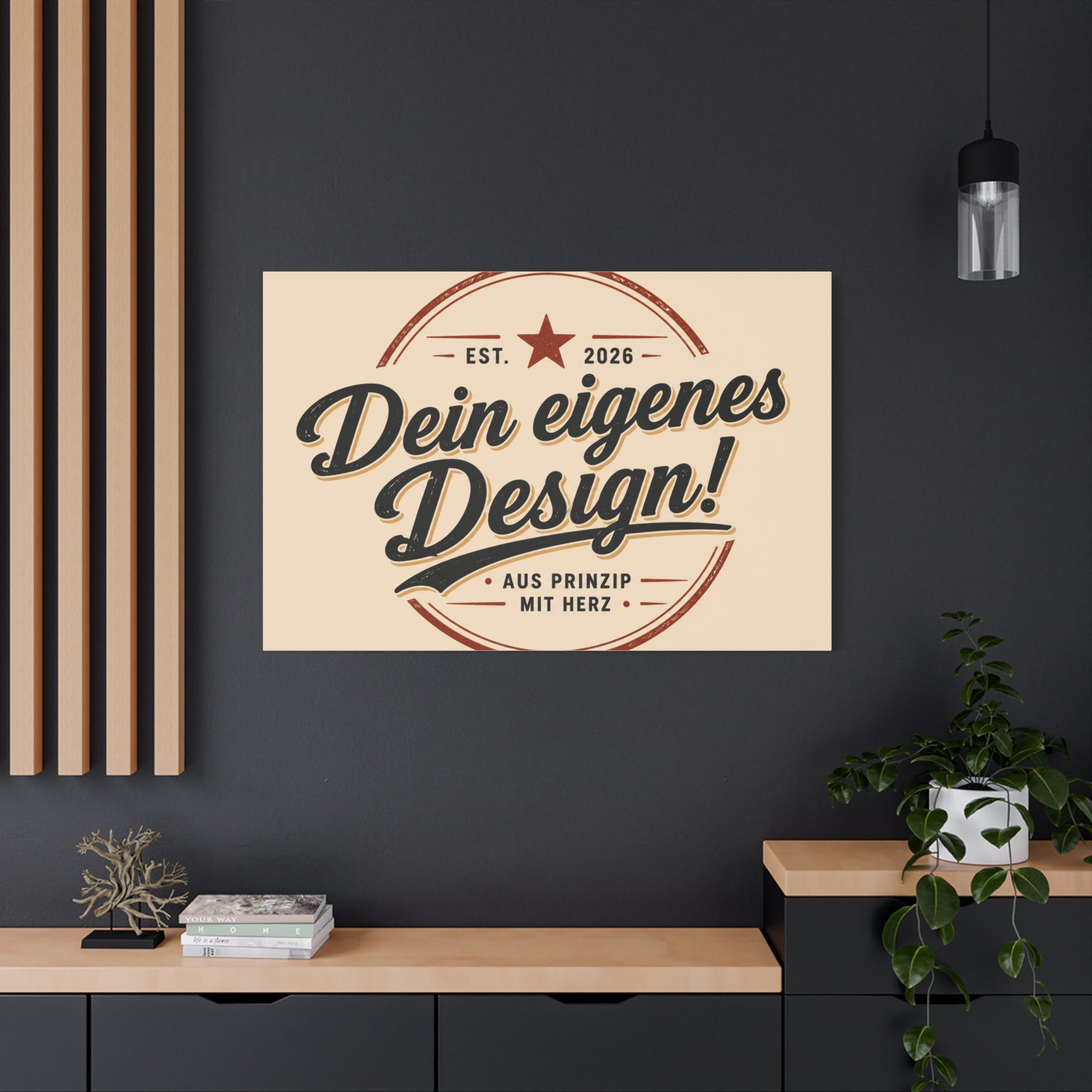 Matte Stretched Canvas - "Dein eigenes Design!" Vintage Badge Wall Art