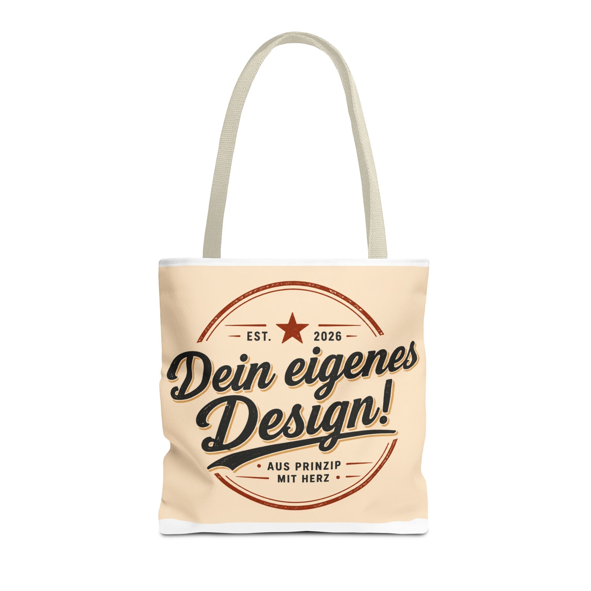 Custom Design Tote Bag — "Dein eigenes Design!" Vintage Emblem Canvas Shopper