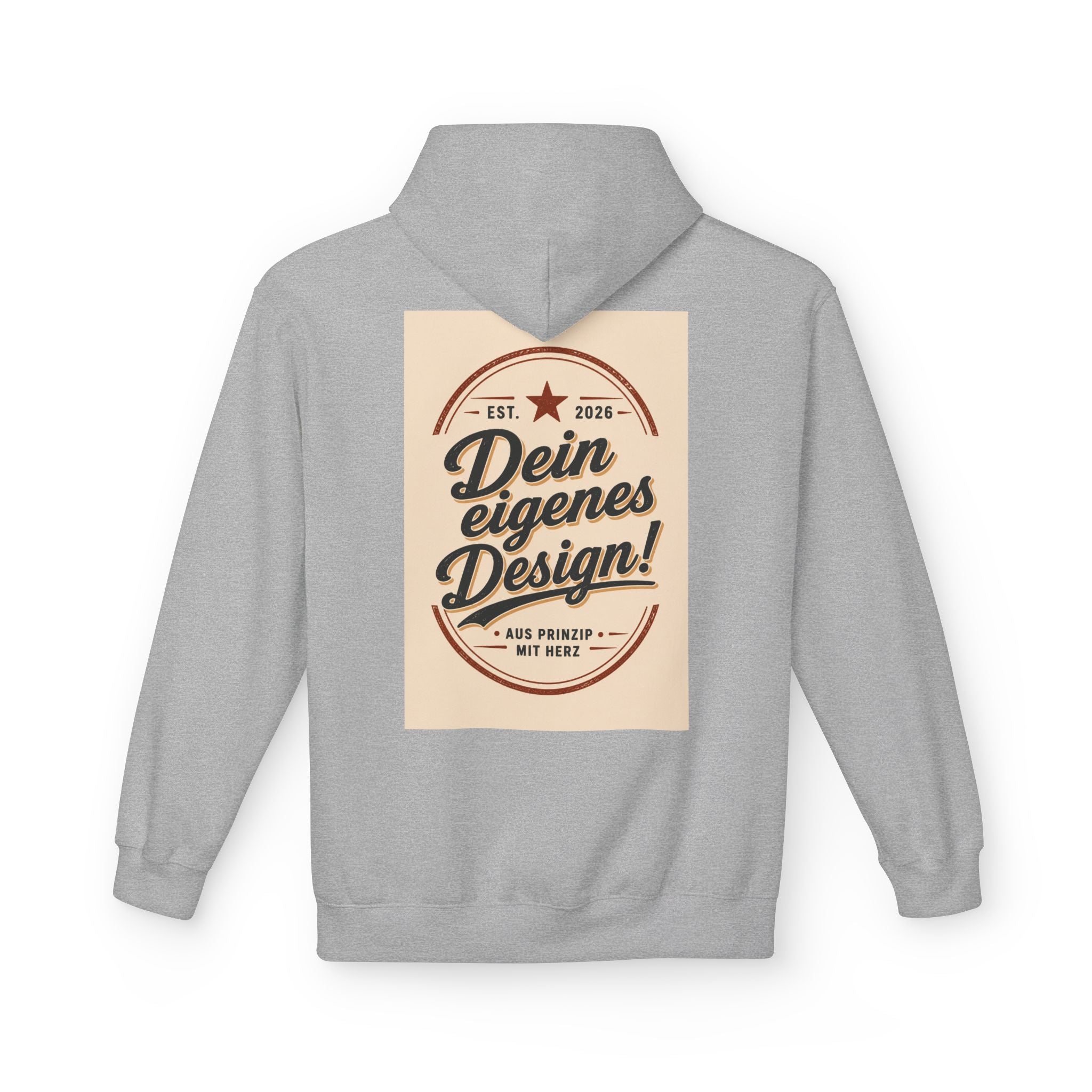 Hoodie — Custom Vintage Badge Design (Dein eigenes Design!)