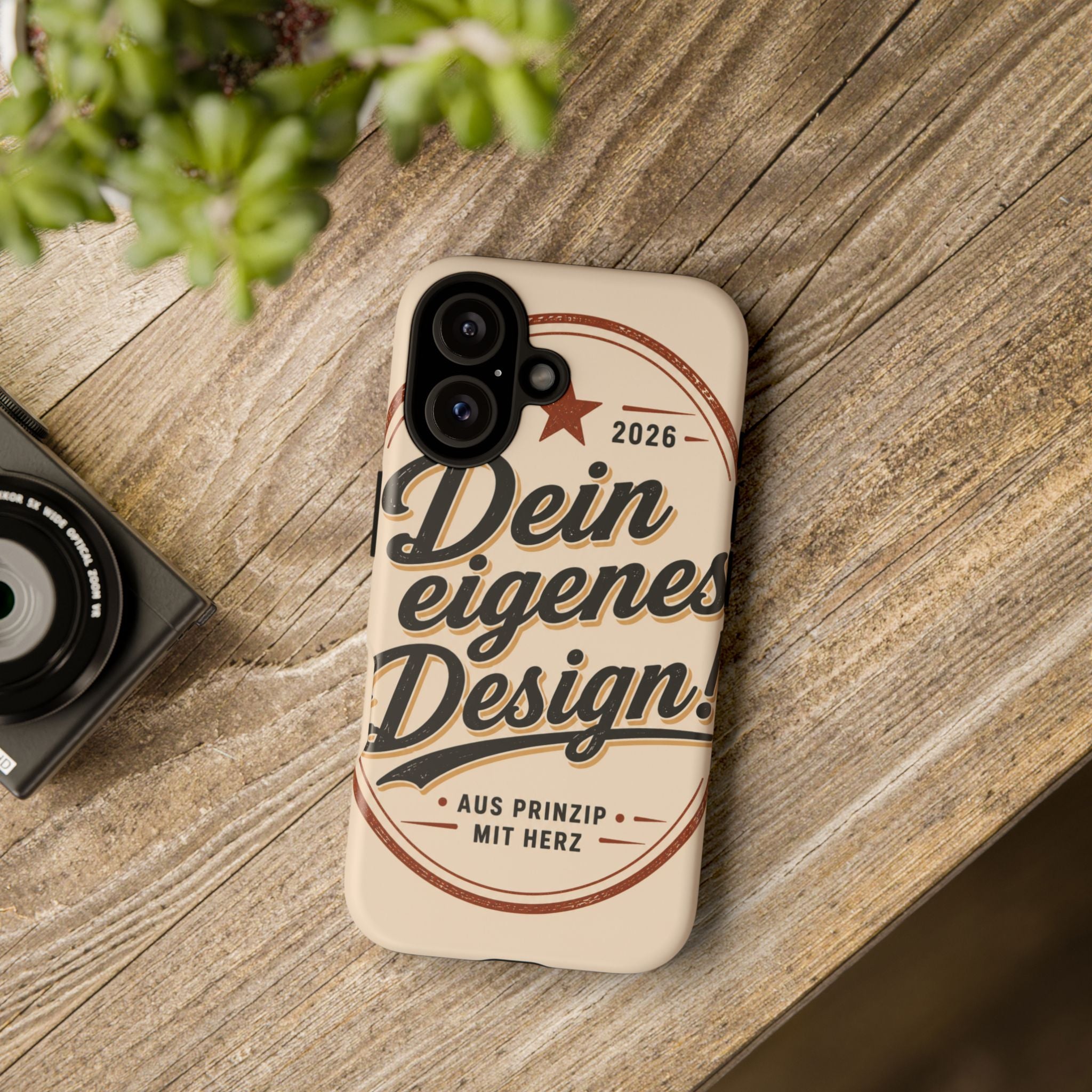 Custom Tough Phone Case — "Dein eigenes Design" Vintage Script Tough Case