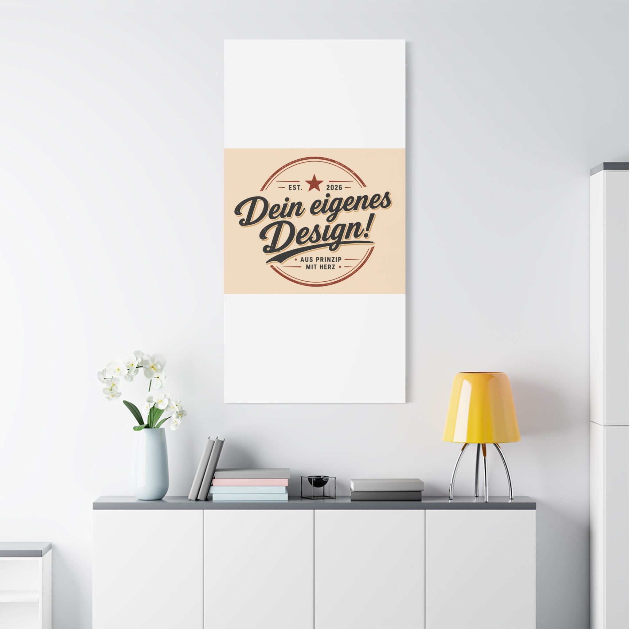 Matte Stretched Canvas - "Dein eigenes Design!" Vintage Badge Wall Art