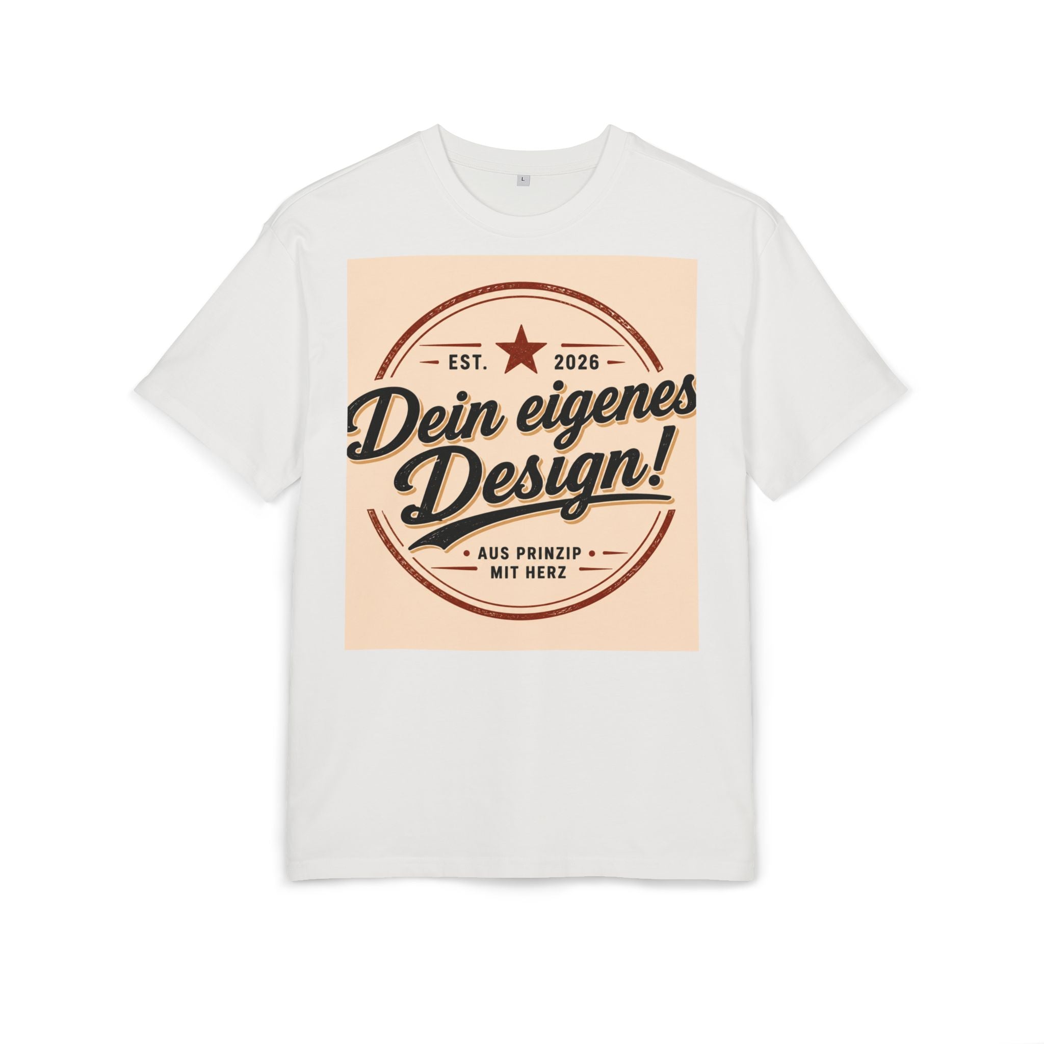 Oversize Tee — "Dein eigenes Design!" Retro Badge Graphic