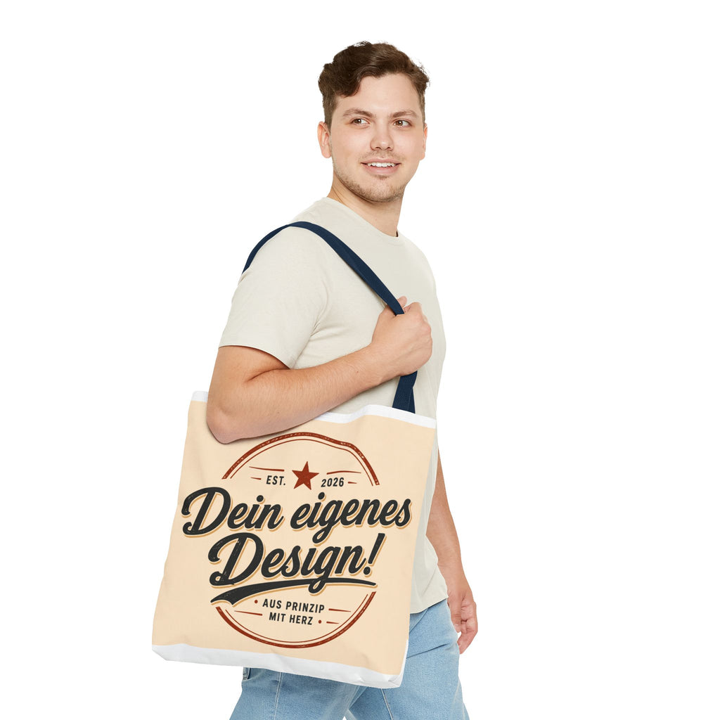 Custom Design Tote Bag — "Dein eigenes Design!" Vintage Emblem Canvas Shopper