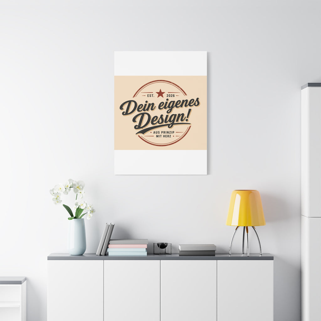 Matte Stretched Canvas - "Dein eigenes Design!" Vintage Badge Wall Art