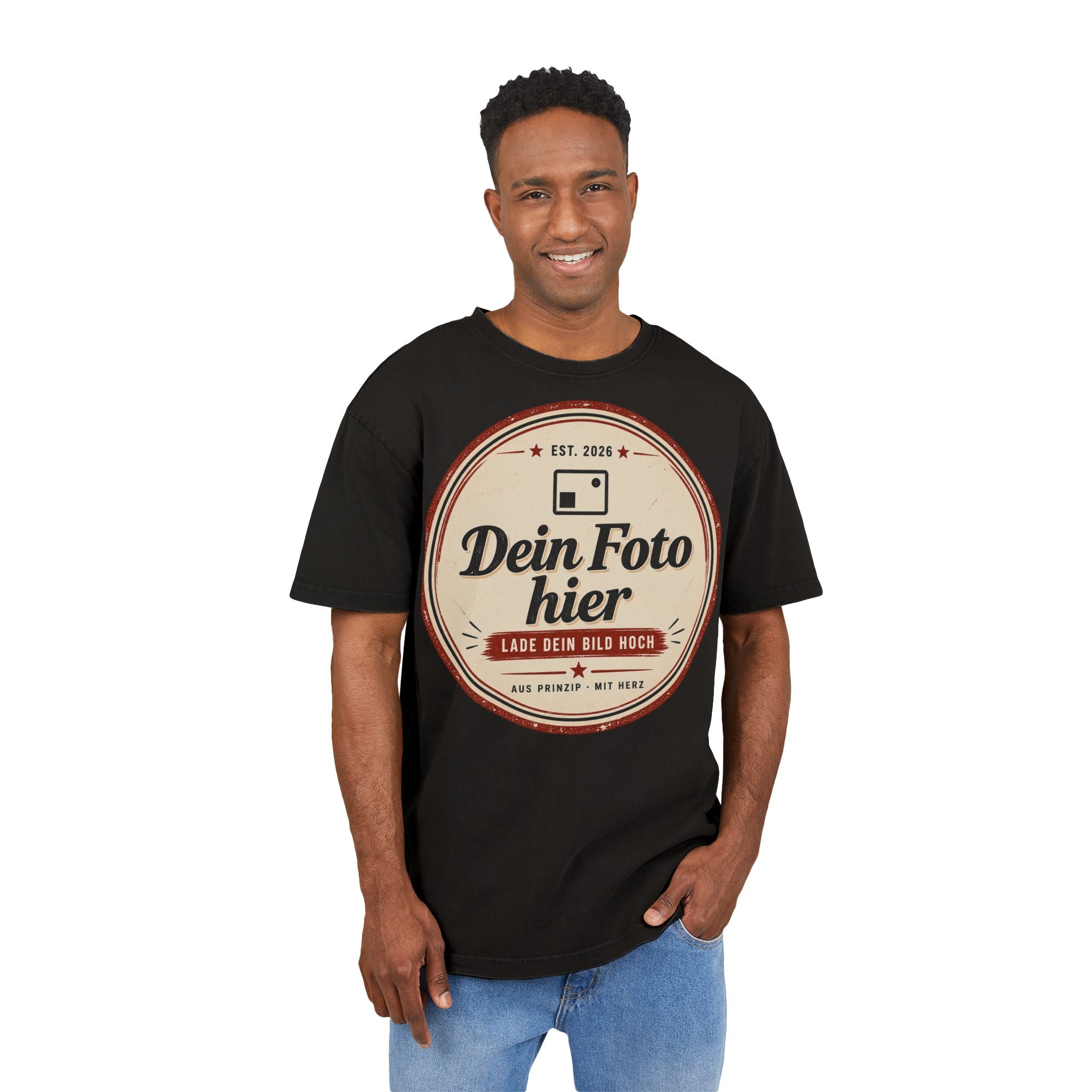Oversized T-Shirt personalized Acid Wash – Design your own photo