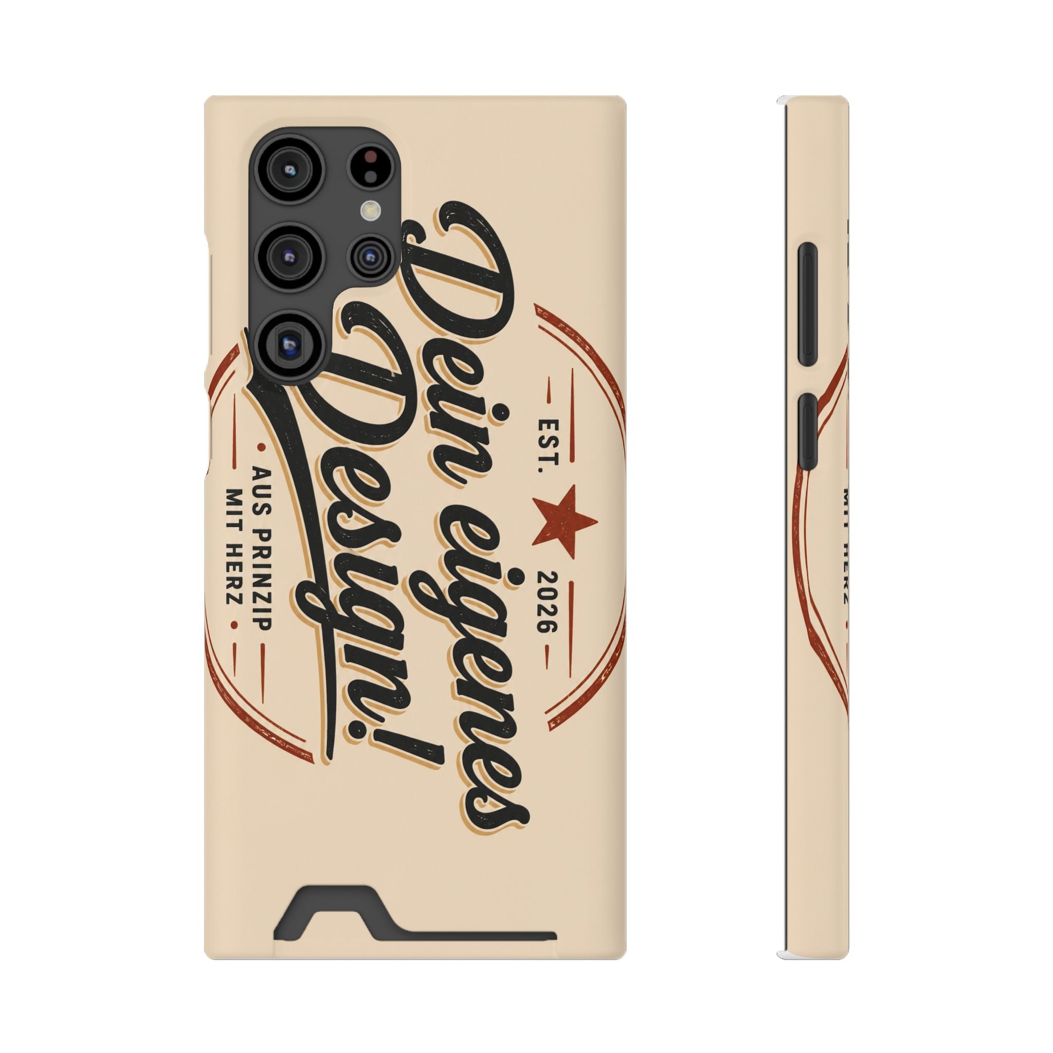Retro Script Phone Case with Card Holder — "Dein eigenes Design!"
