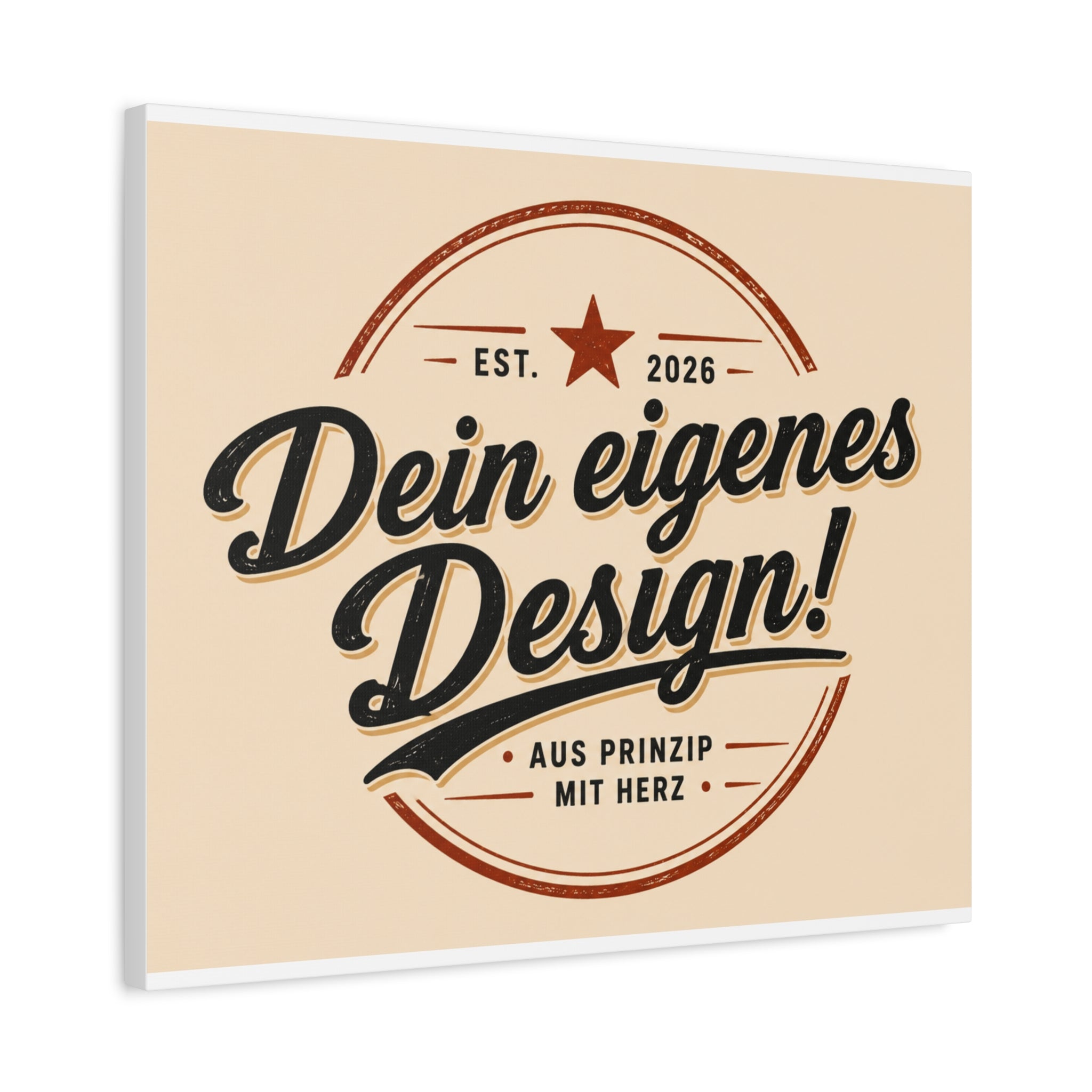 Matte Stretched Canvas - "Dein eigenes Design!" Vintage Badge Wall Art
