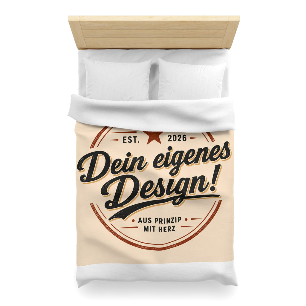 Custom Vintage Badge Duvet Cover — "Dein eigenes Design!" Microfiber Bedding