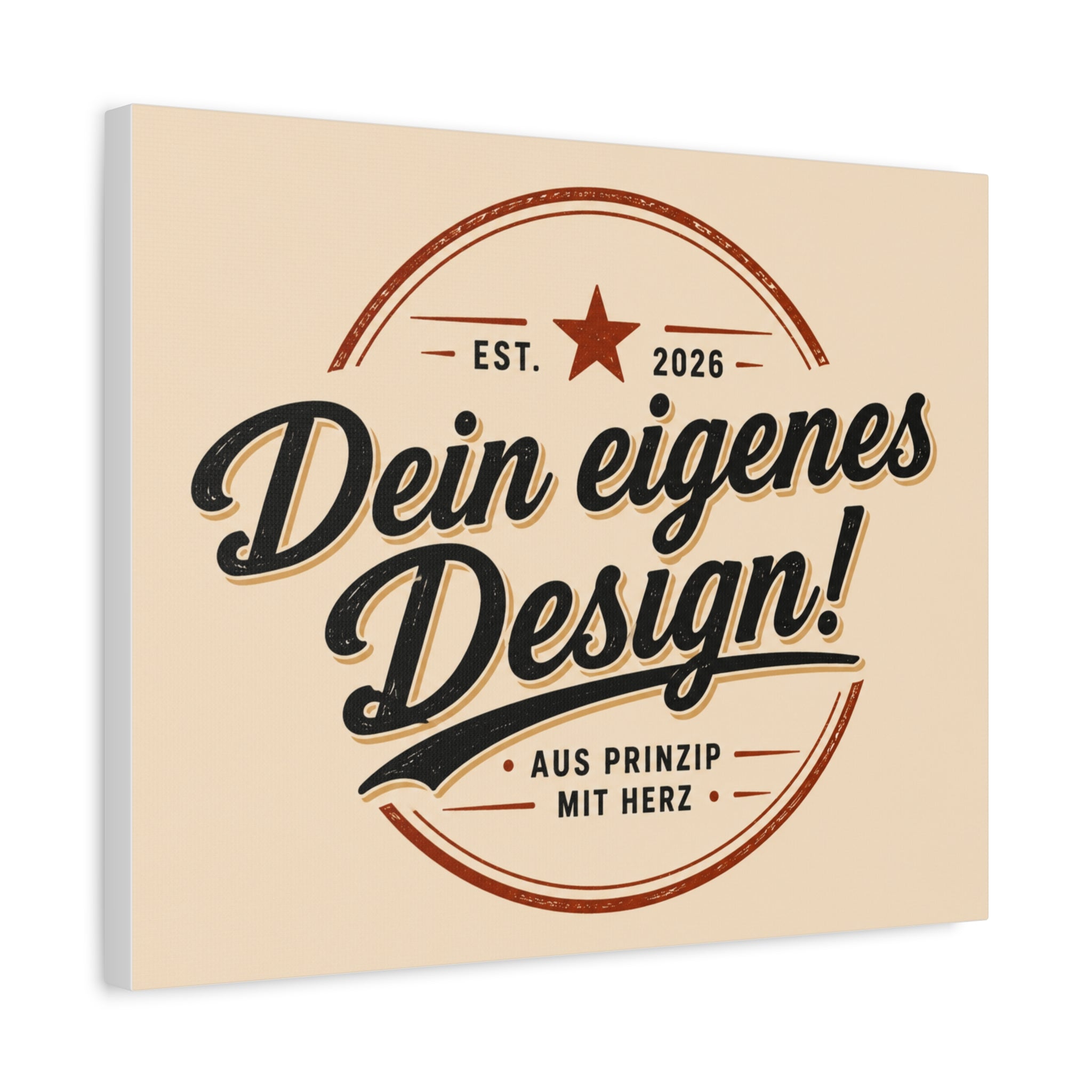Matte Stretched Canvas - "Dein eigenes Design!" Vintage Badge Wall Art