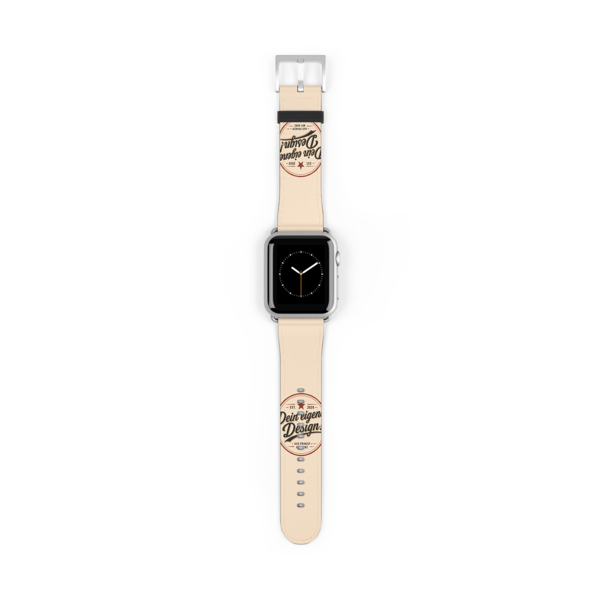 Vintage Stamp Leather Watch Band — Custom 'Dein eigenes Design' Accent