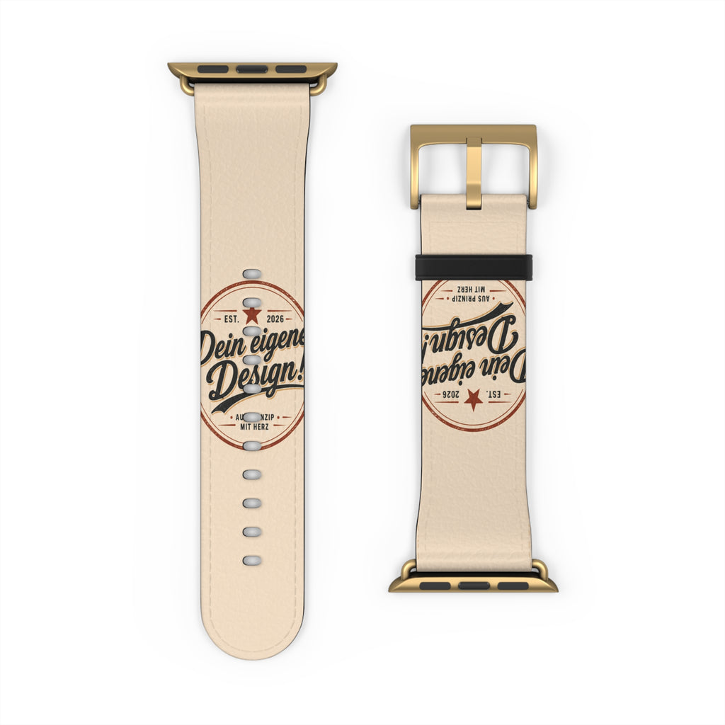 Vintage Stamp Leather Watch Band — Custom 'Dein eigenes Design' Accent