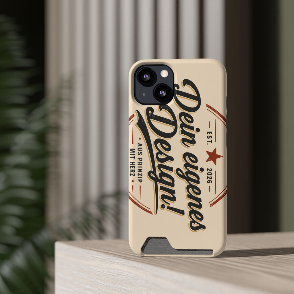Retro Script Phone Case with Card Holder — "Dein eigenes Design!"