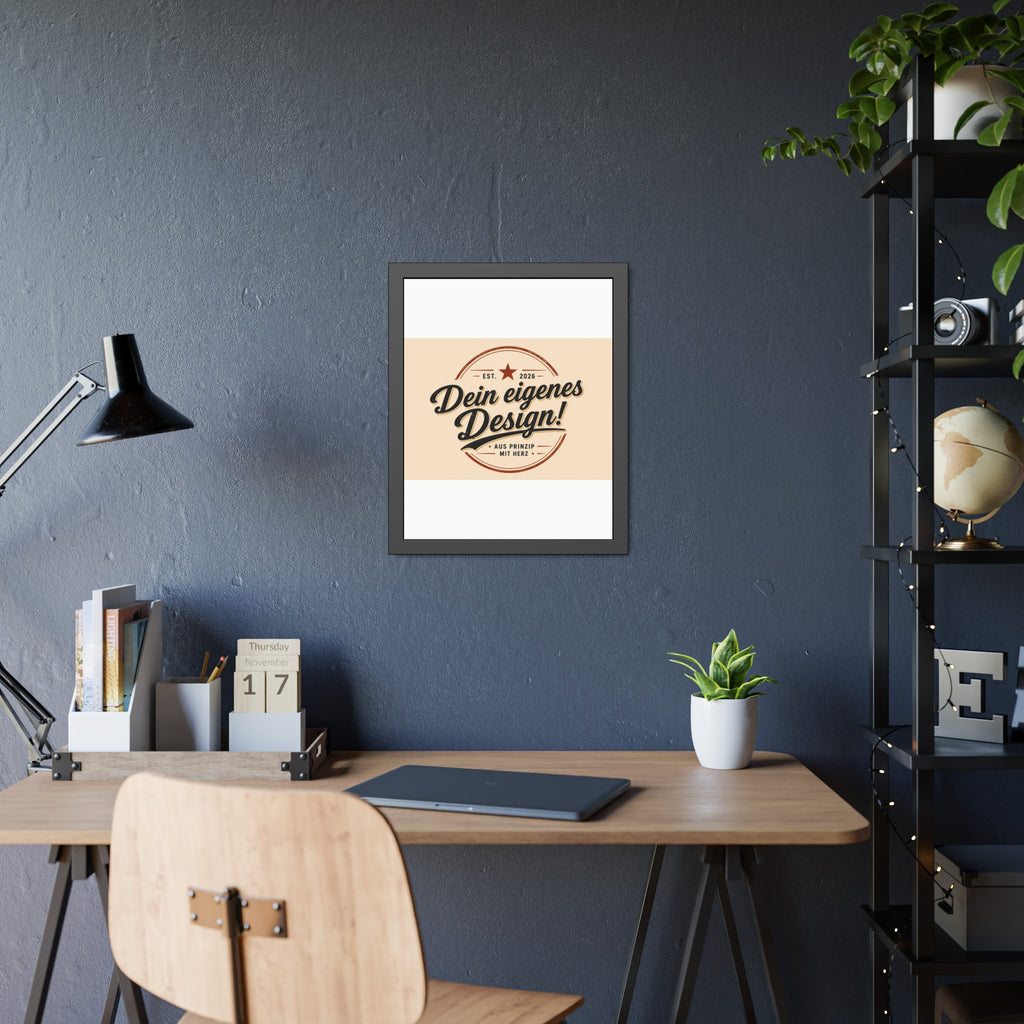 Framed Poster — Custom 'Dein eigenes Design!' Wall Art (Vintage Badge)
