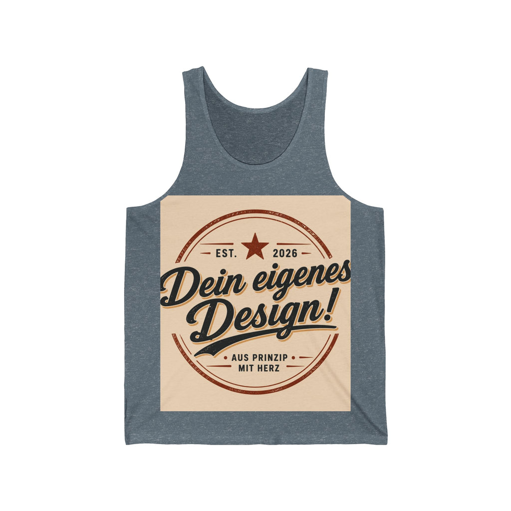 Retro Badge Tank Top — "Dein eigenes Design!" Custom German Vintage Logo Tank